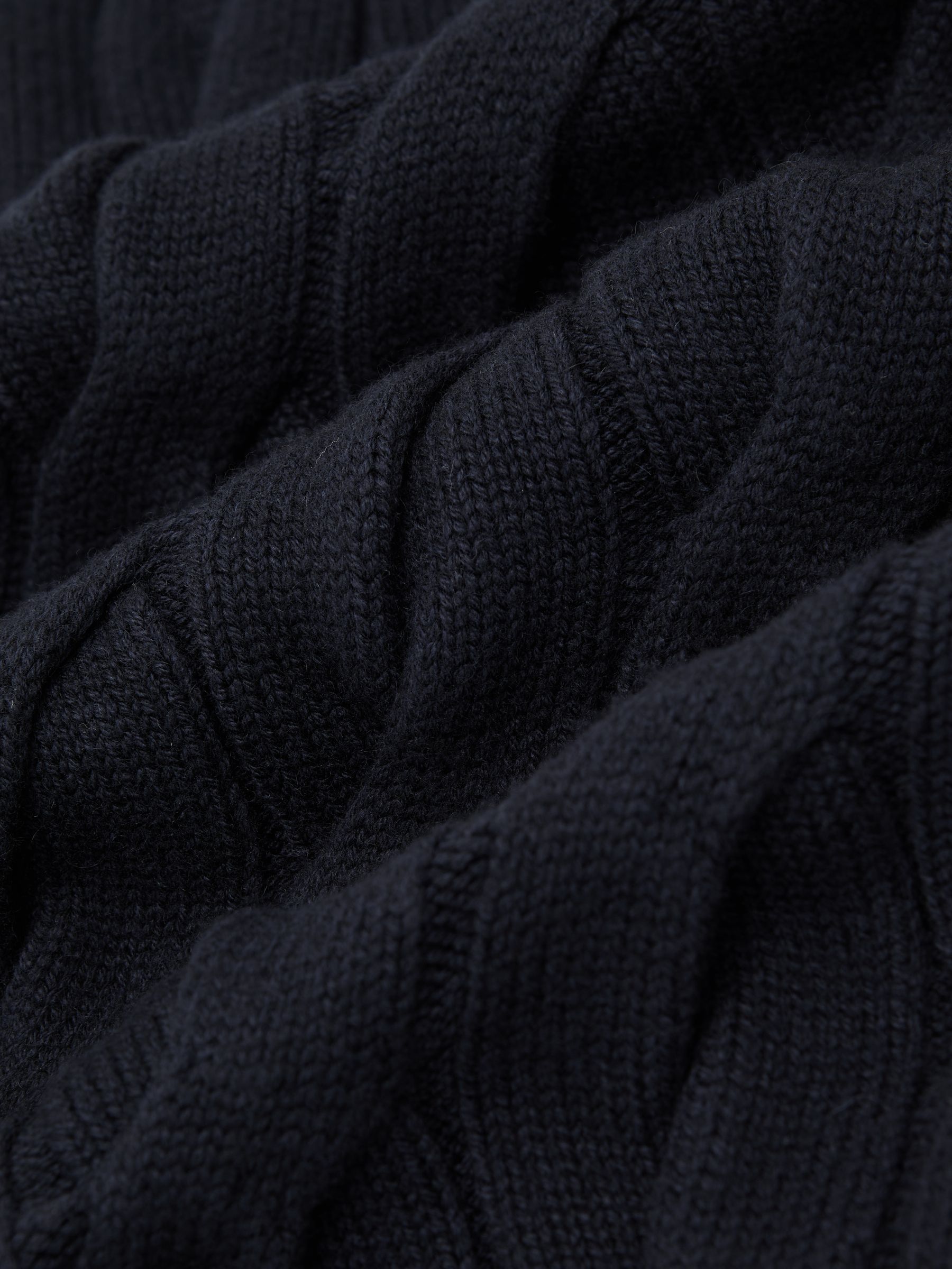Cable-Knit V-Neck Vest with Wool in Navy