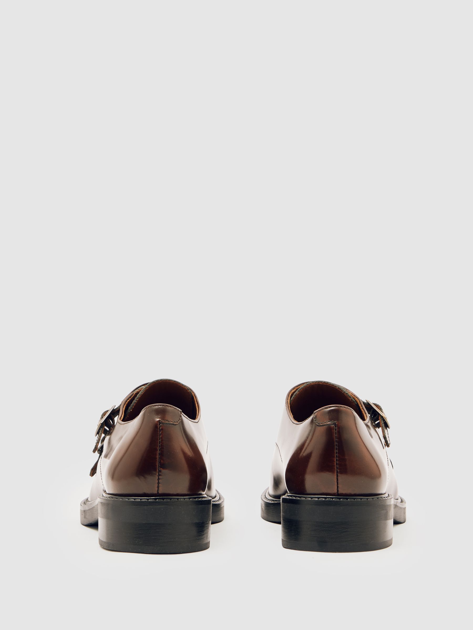 Leather Double-Strap Monk Shoes in Tan