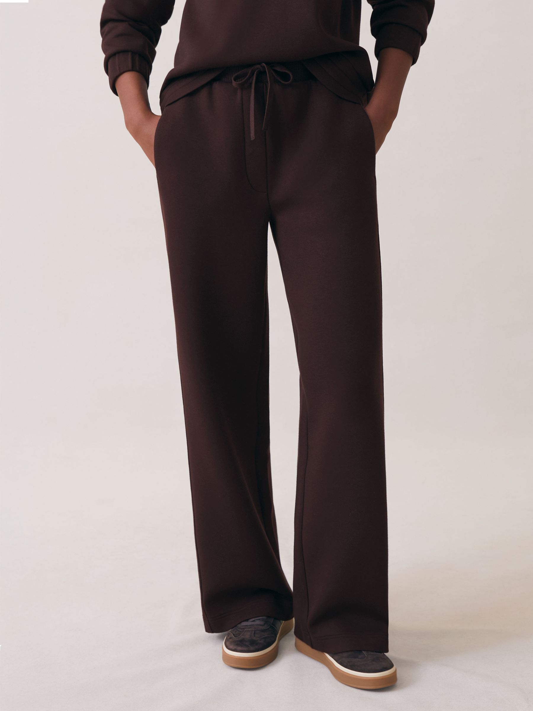 Petite Wide-Leg Interlock Drawstring Joggers in Plum