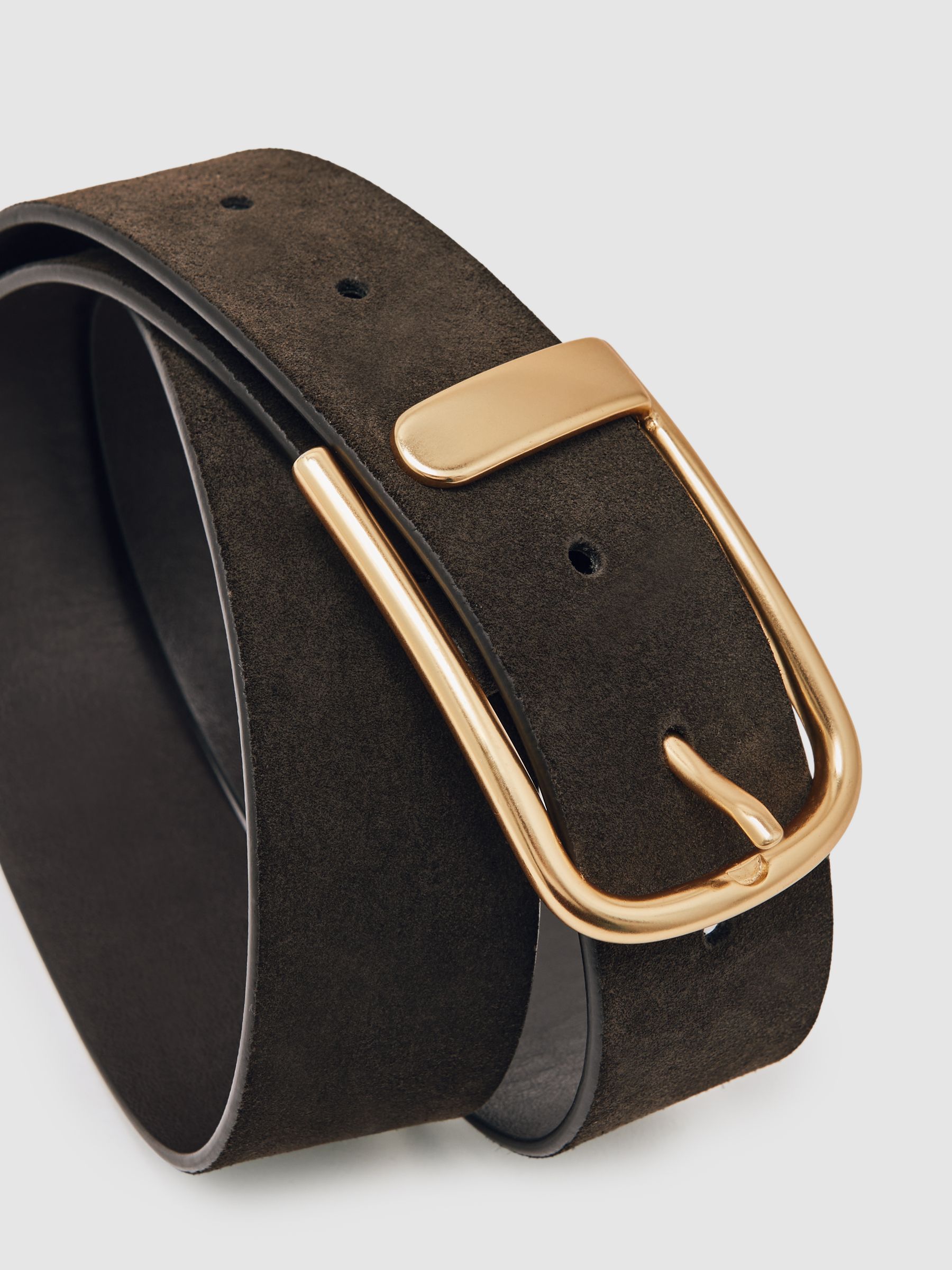 Leather Half Keeper Belt in Chocolate