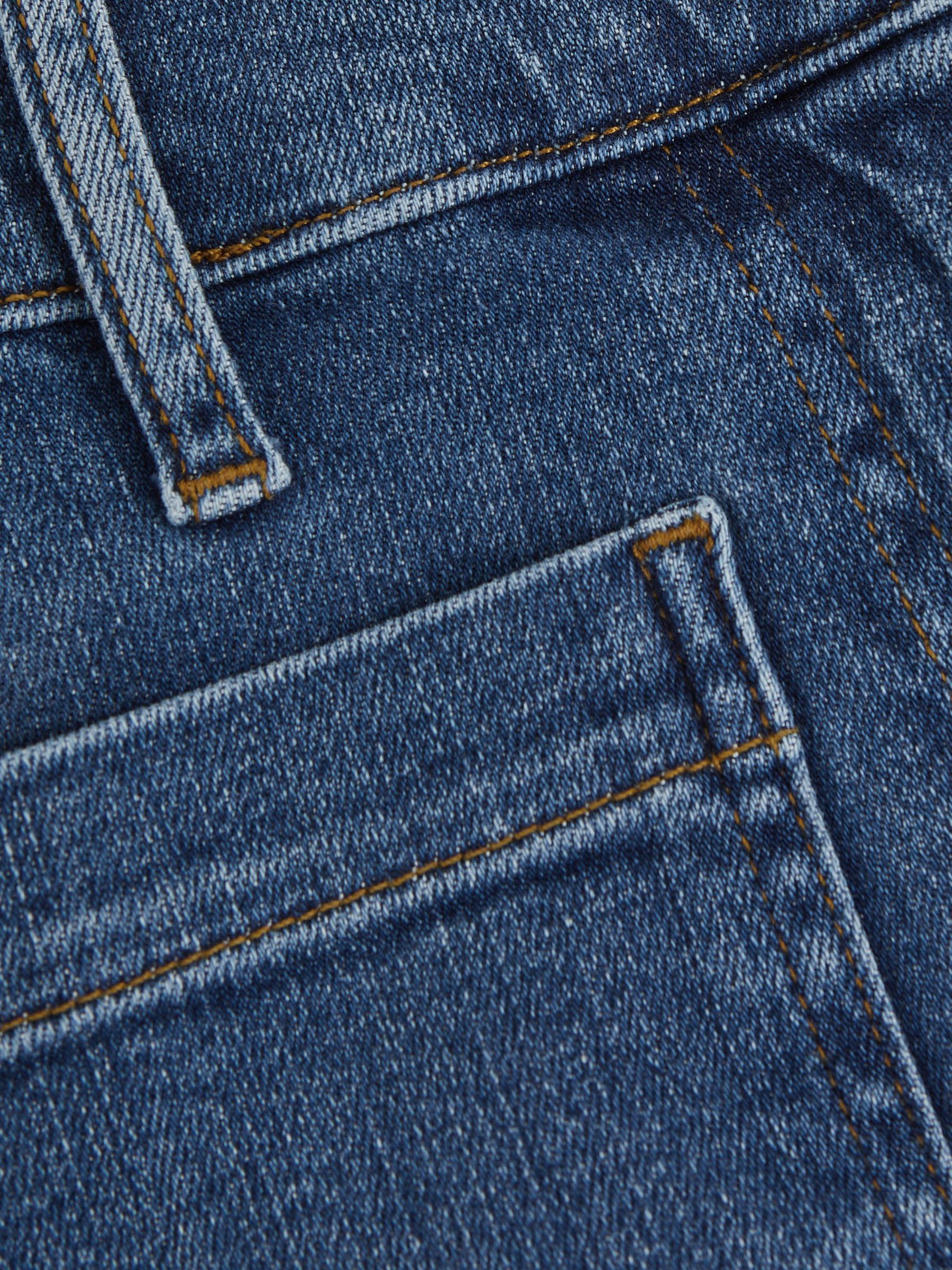 Petite Patch Pocket Wide Leg Jeans in Mid Blue