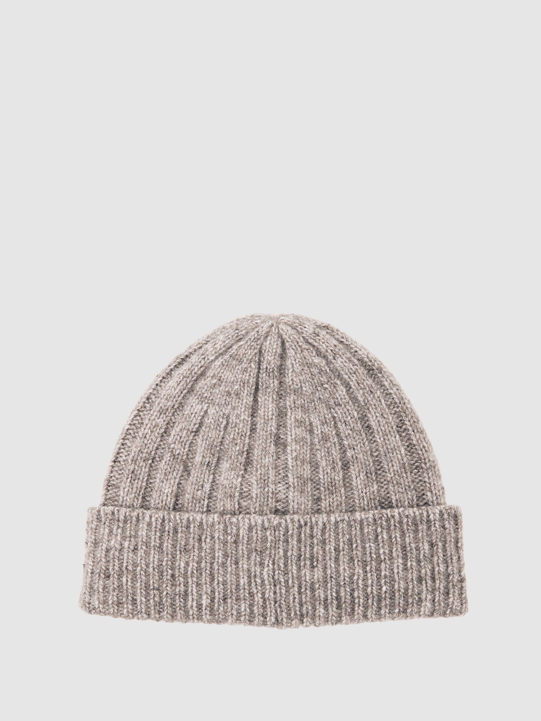 Wool-Blend Chunky Rib-Knit Beanie in Oatmeal Melange