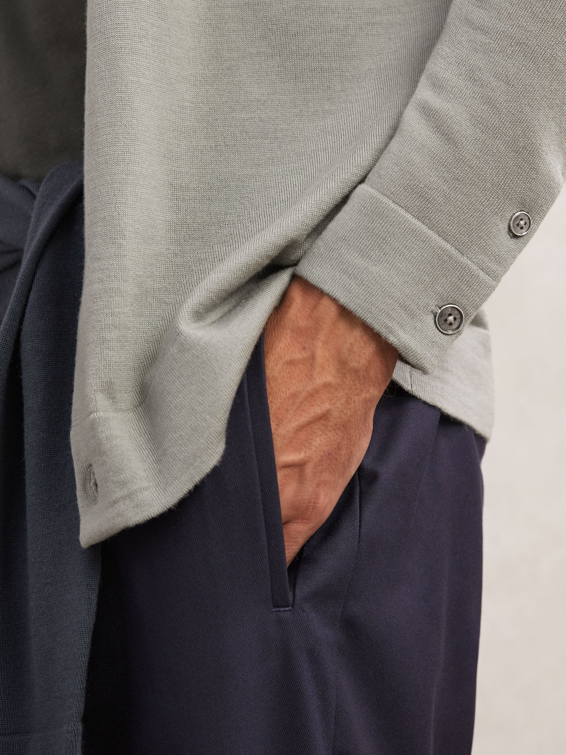 Merino Wool Button-Through Cardigan in Archer Green