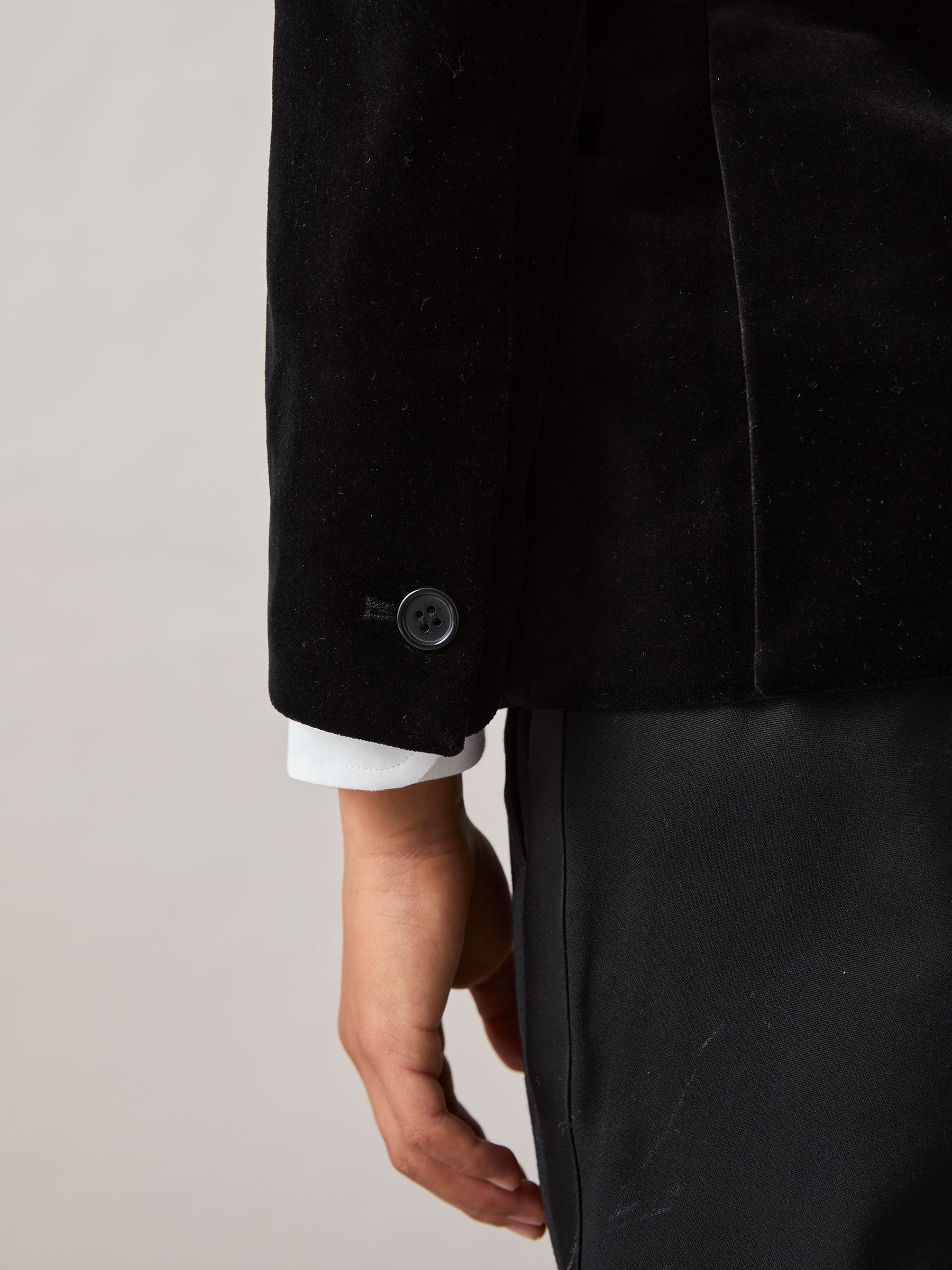 9-13 yrs Single-Breasted Velvet Blazer in Black
