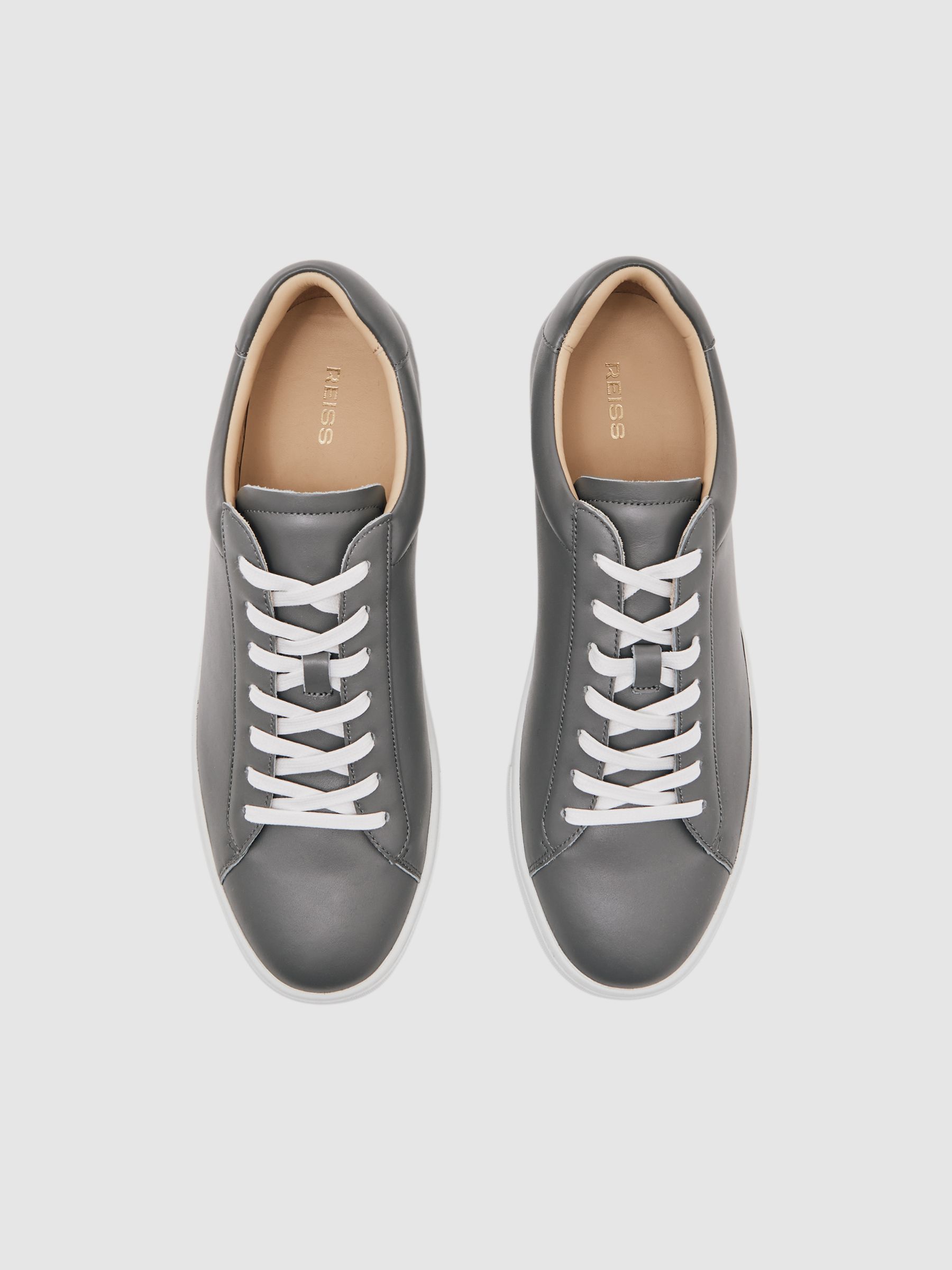 Leather Low-Top Trainers in Graphite Grey