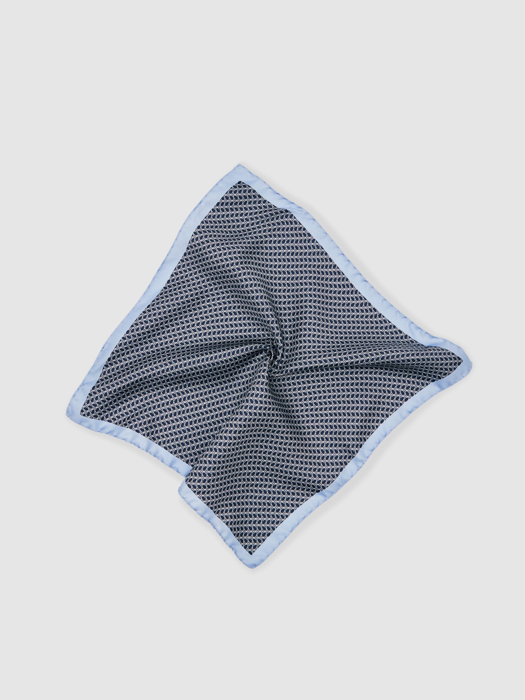 Geo Chain Detail Pocket Square in Navy