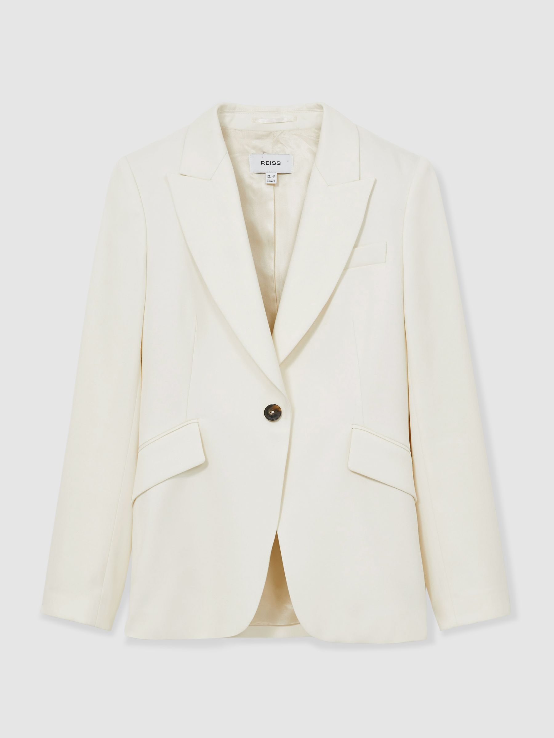 Single-Breasted Peak-Lapel Tailored Blazer in Cream