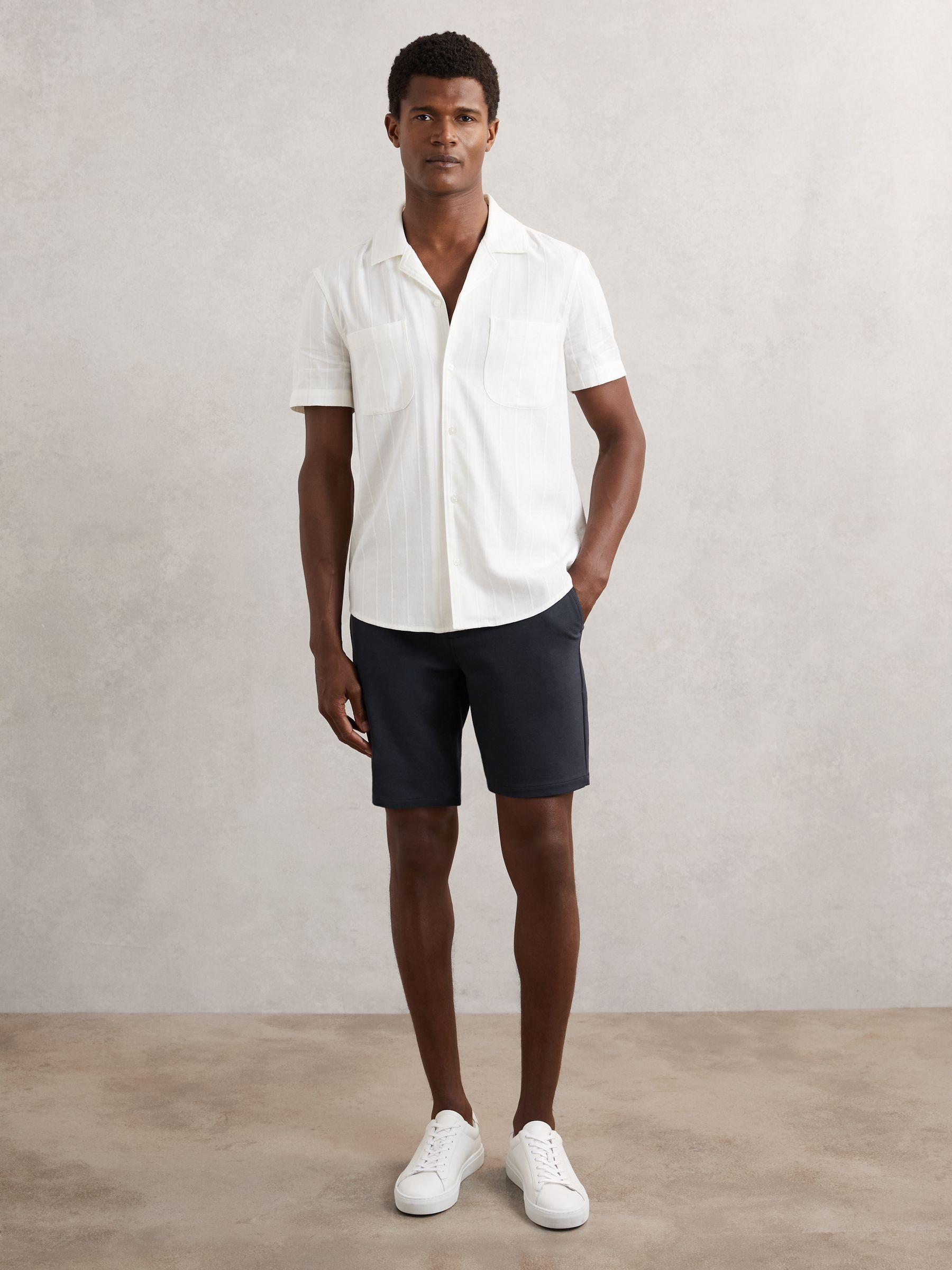 Paige Slim-Fit Stretch Shorts in Moon Shadow Blue