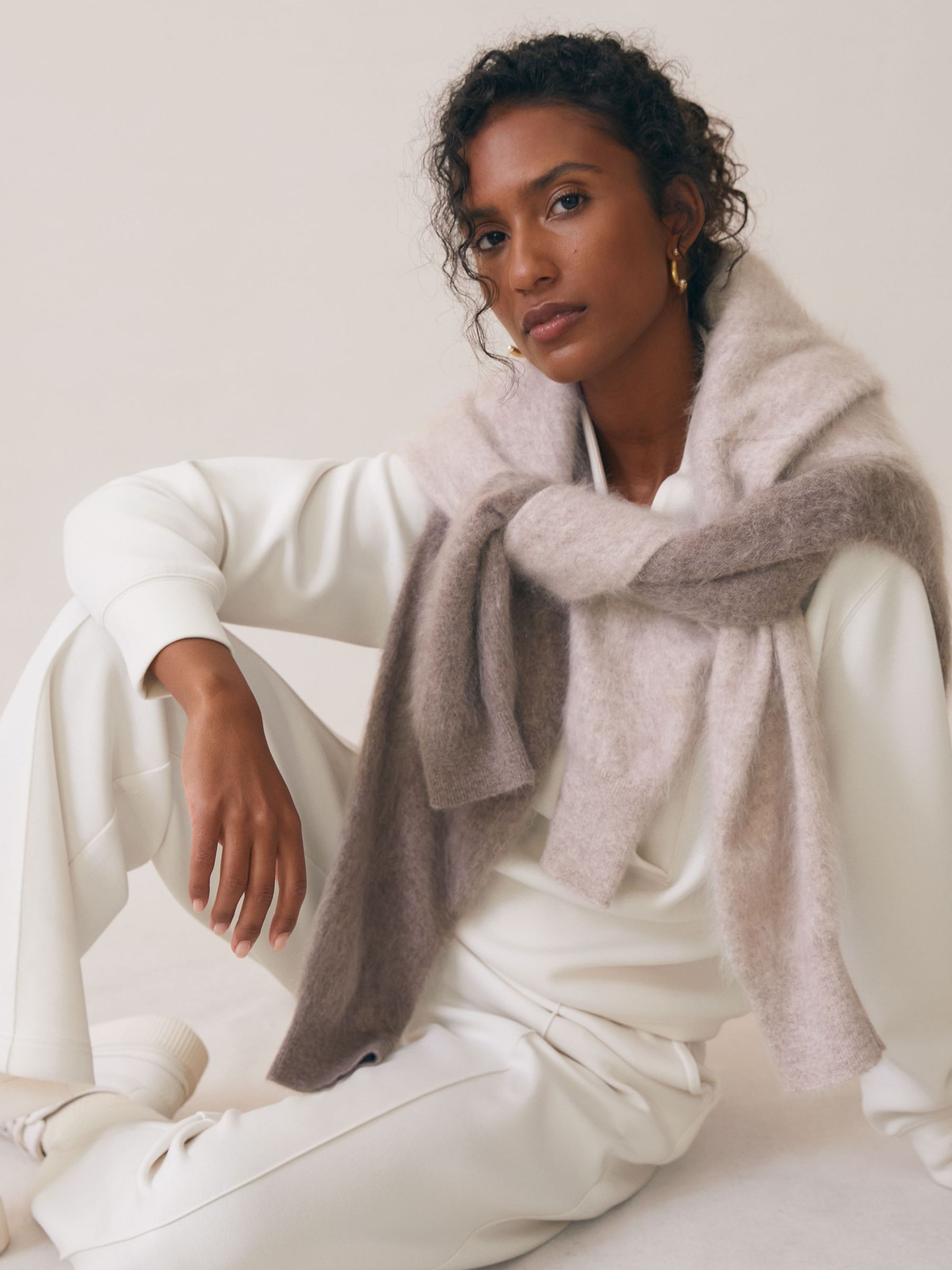 Modal-Blend Interlock Wide-Leg Joggers in Ivory