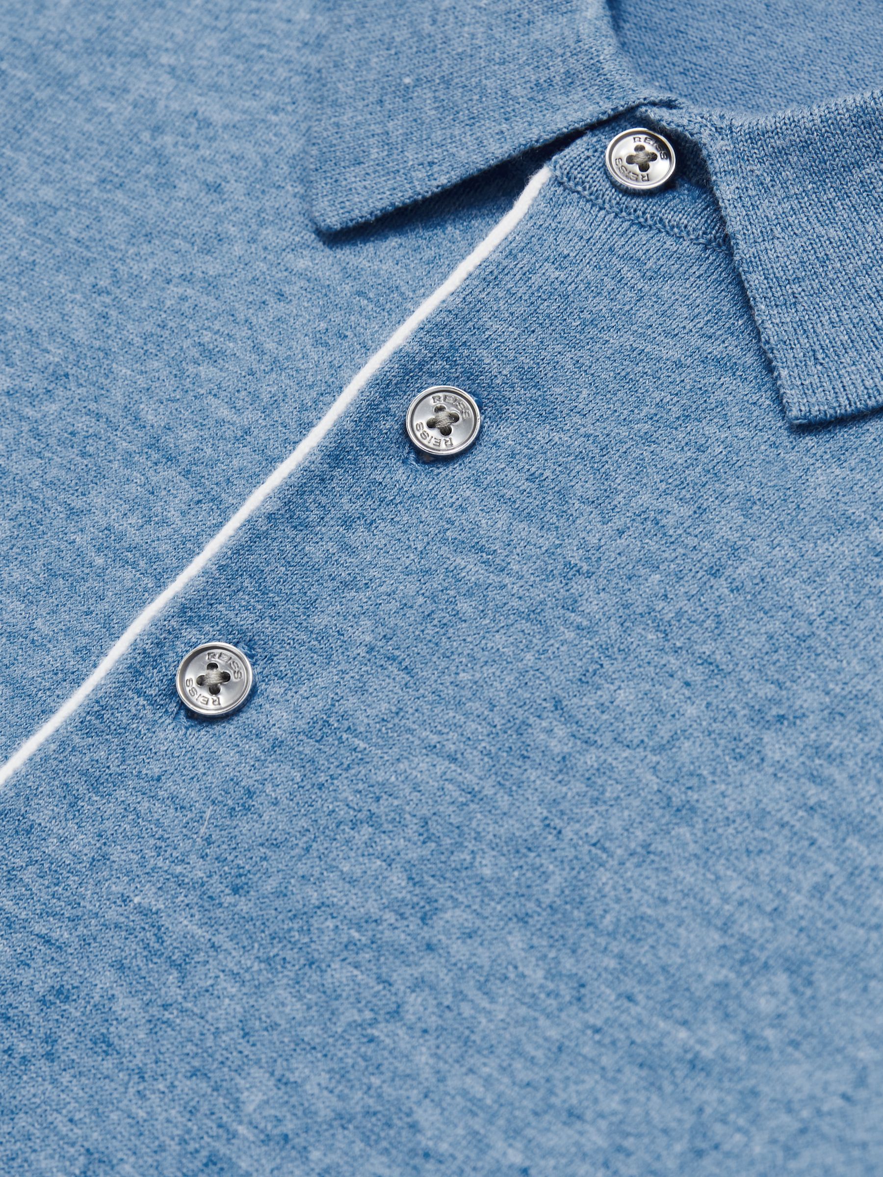 Contrast-Placket Polo Shirt With Cotton in Blue