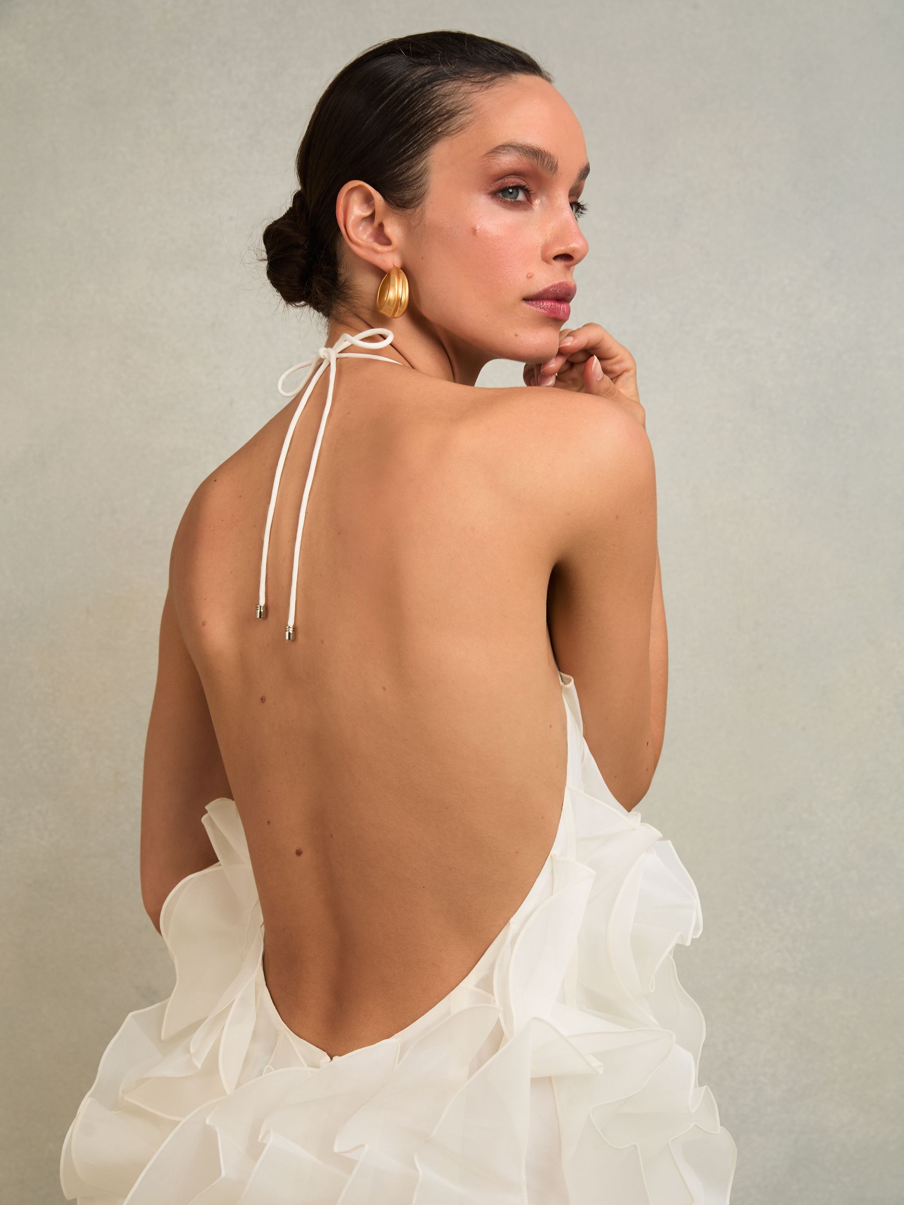 Atelier Silk-Organza Ruffle Maxi Dress in Off White