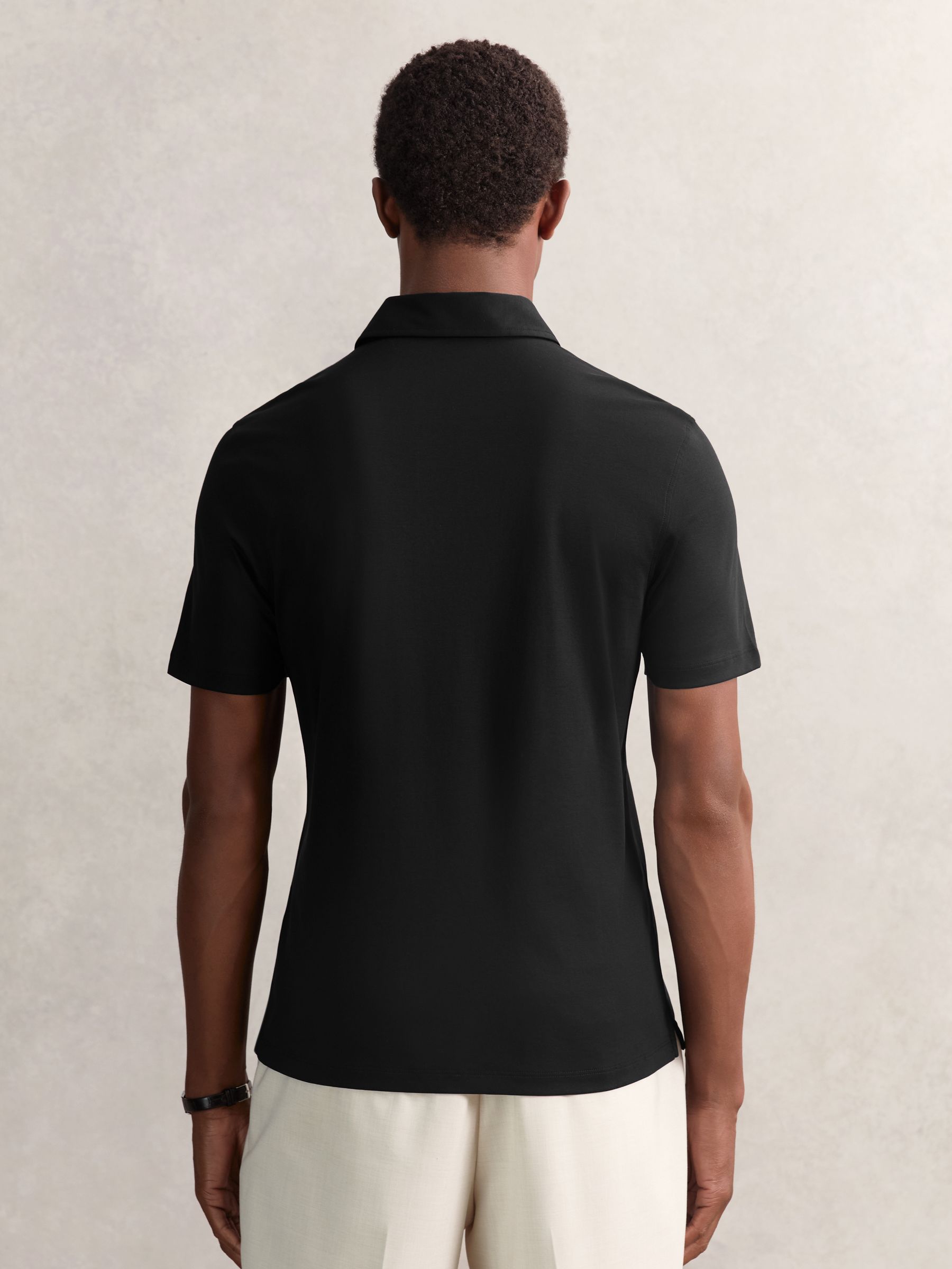 Air-Water Cotton Polo Shirt in Black