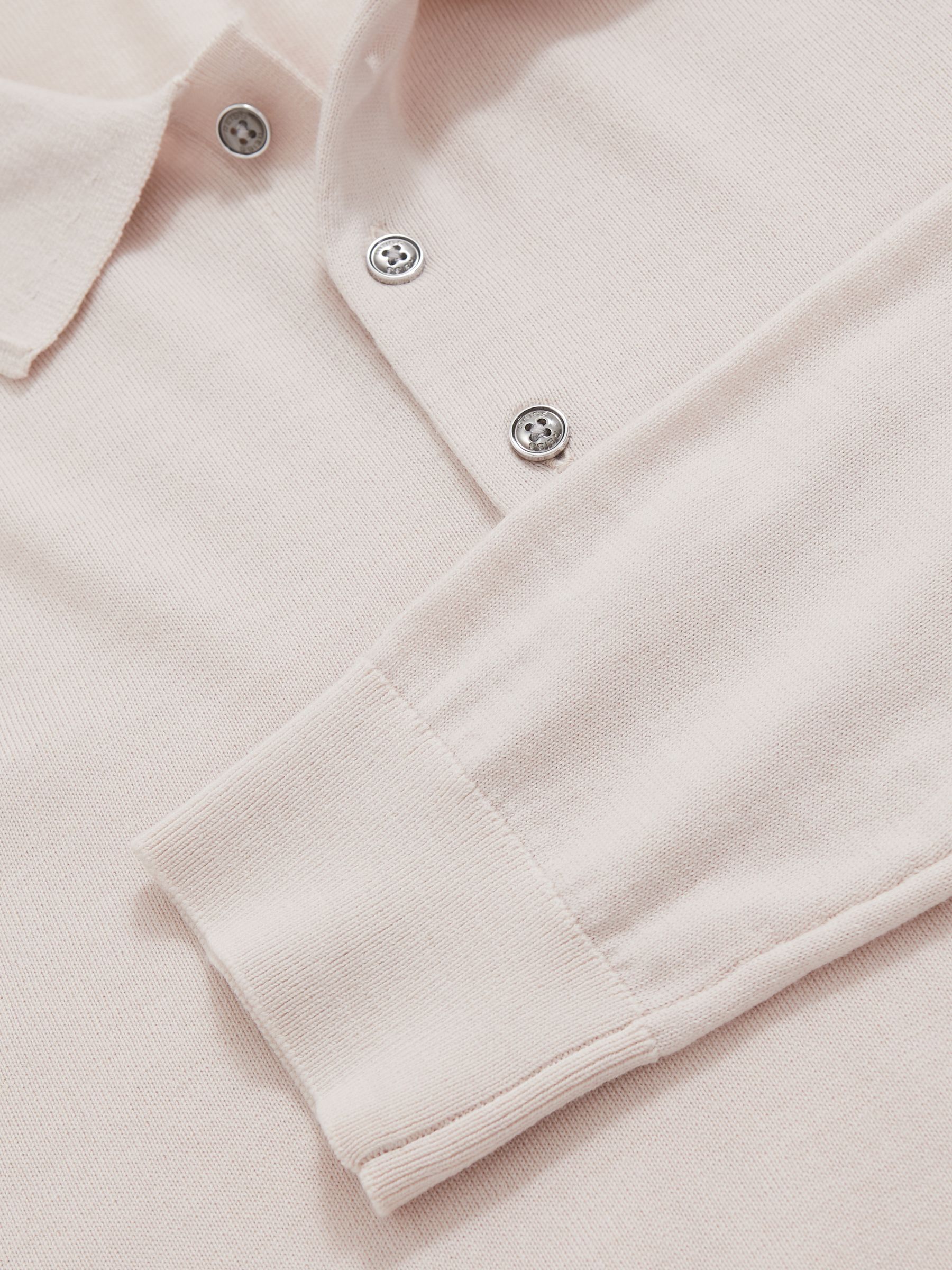 Merino Wool Long-Sleeve Polo Shirt in Beige