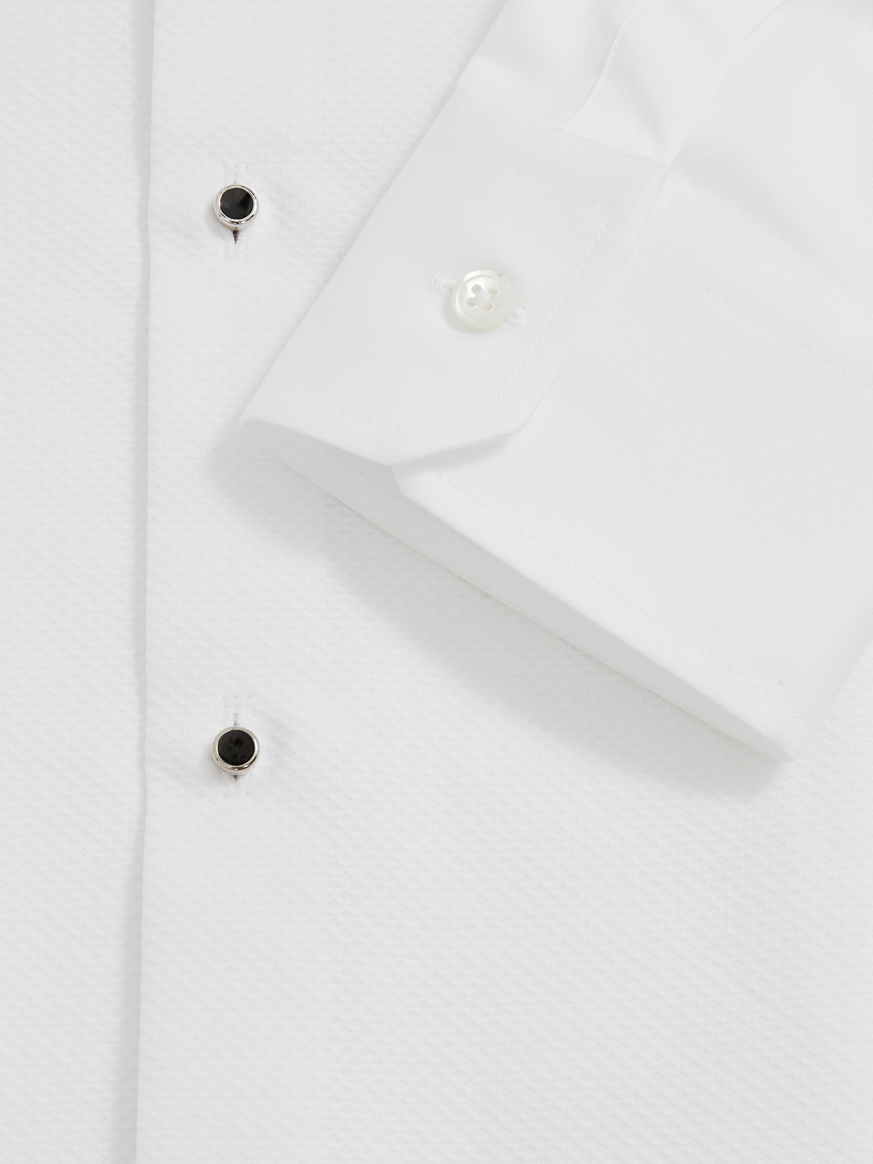 Slim Fit Cotton Double-Cuff Dinner Shirt in White