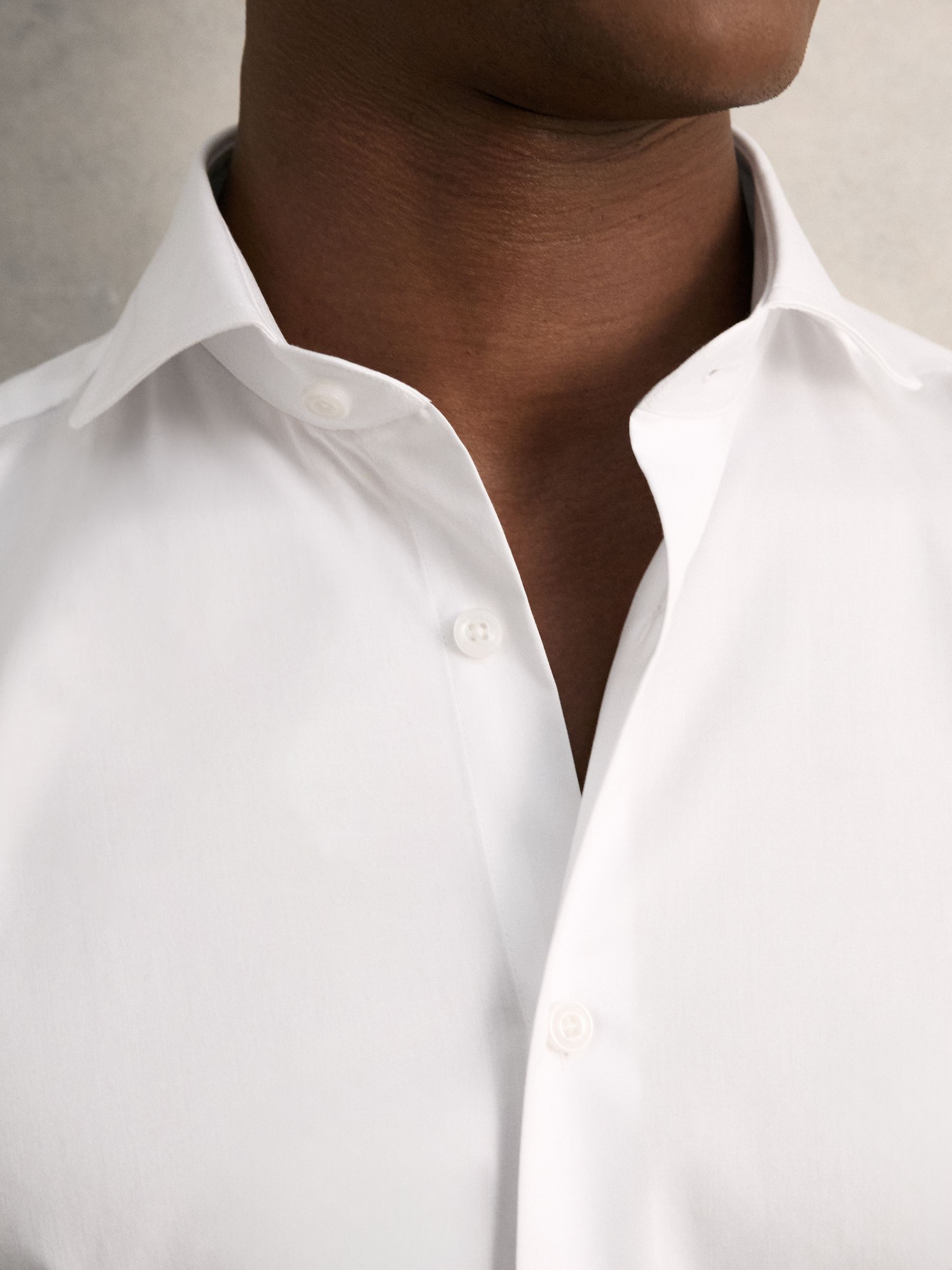 Slim Fit Cotton Double-Cuff Shirt in White