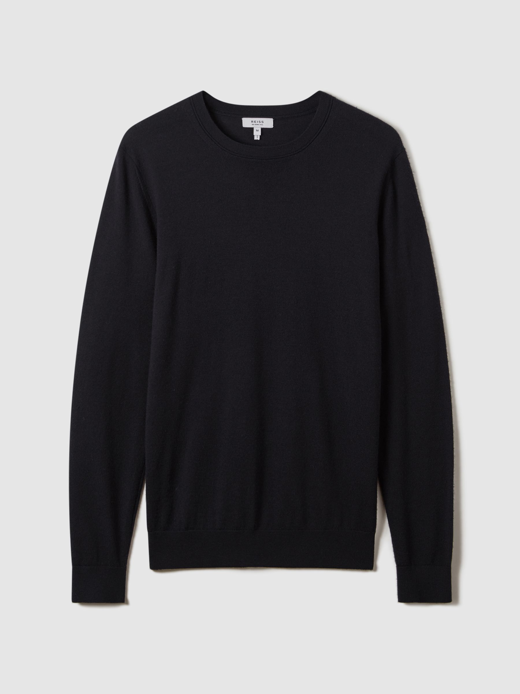Merino Wool Crew Neck Jumper in Navy