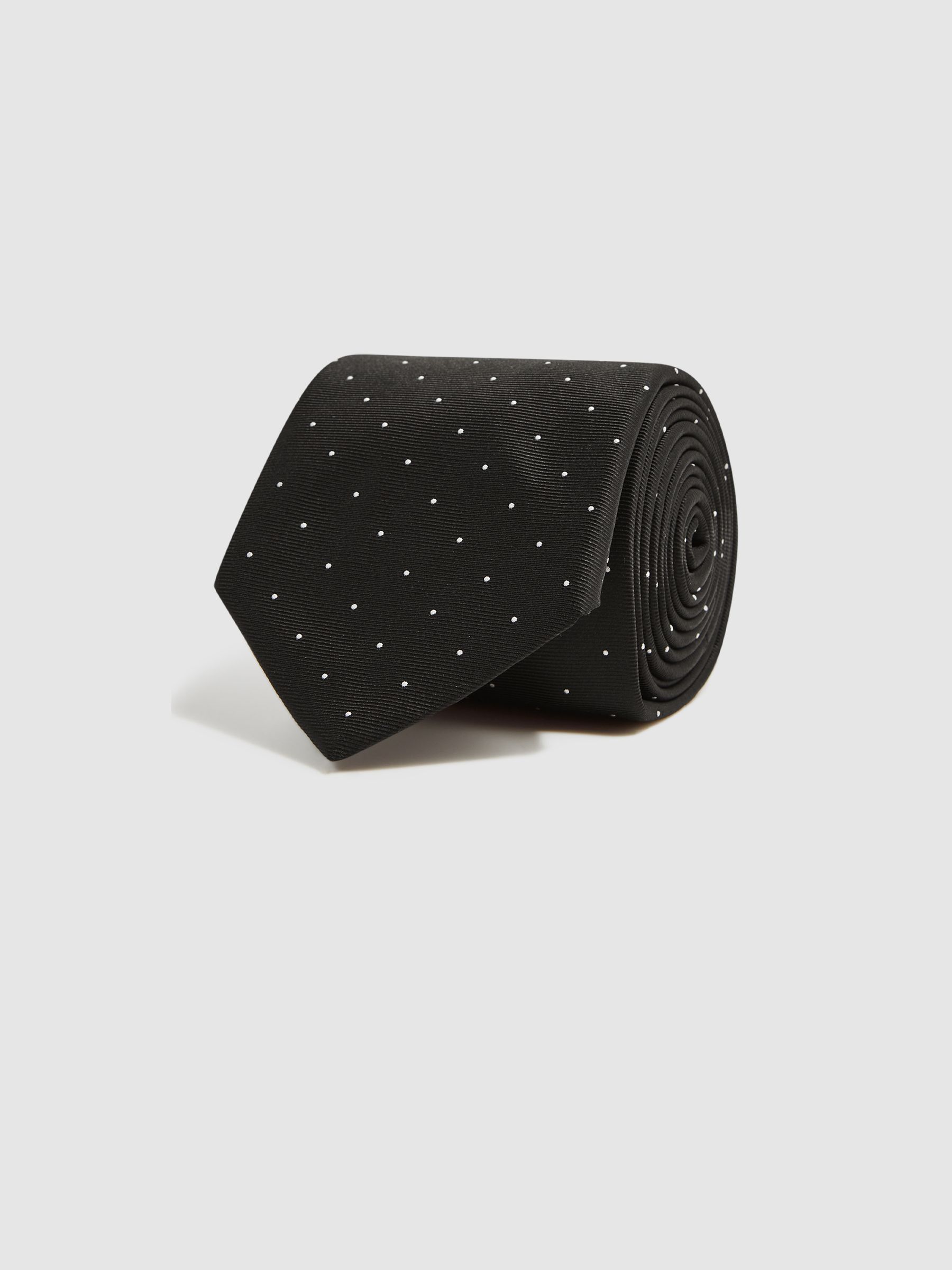 Polka Dot Silk Tie in Black
