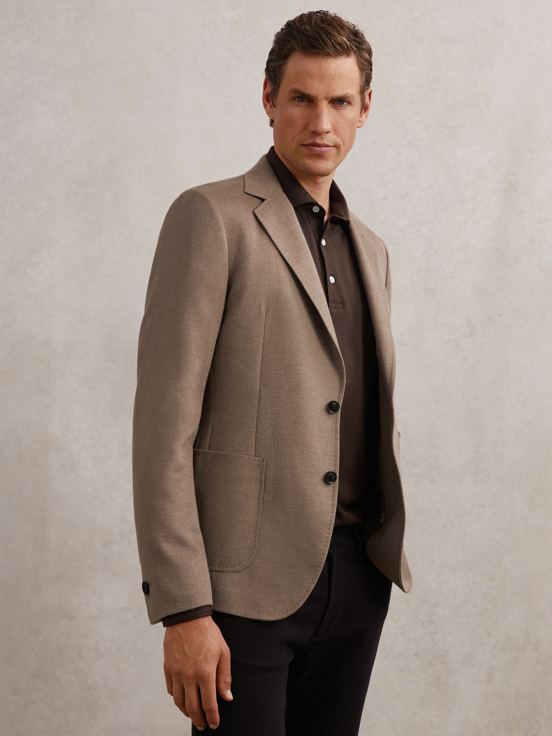 Single-Breasted Blazer With Gilet Insert Tailored-Fit in Mocha Brown
