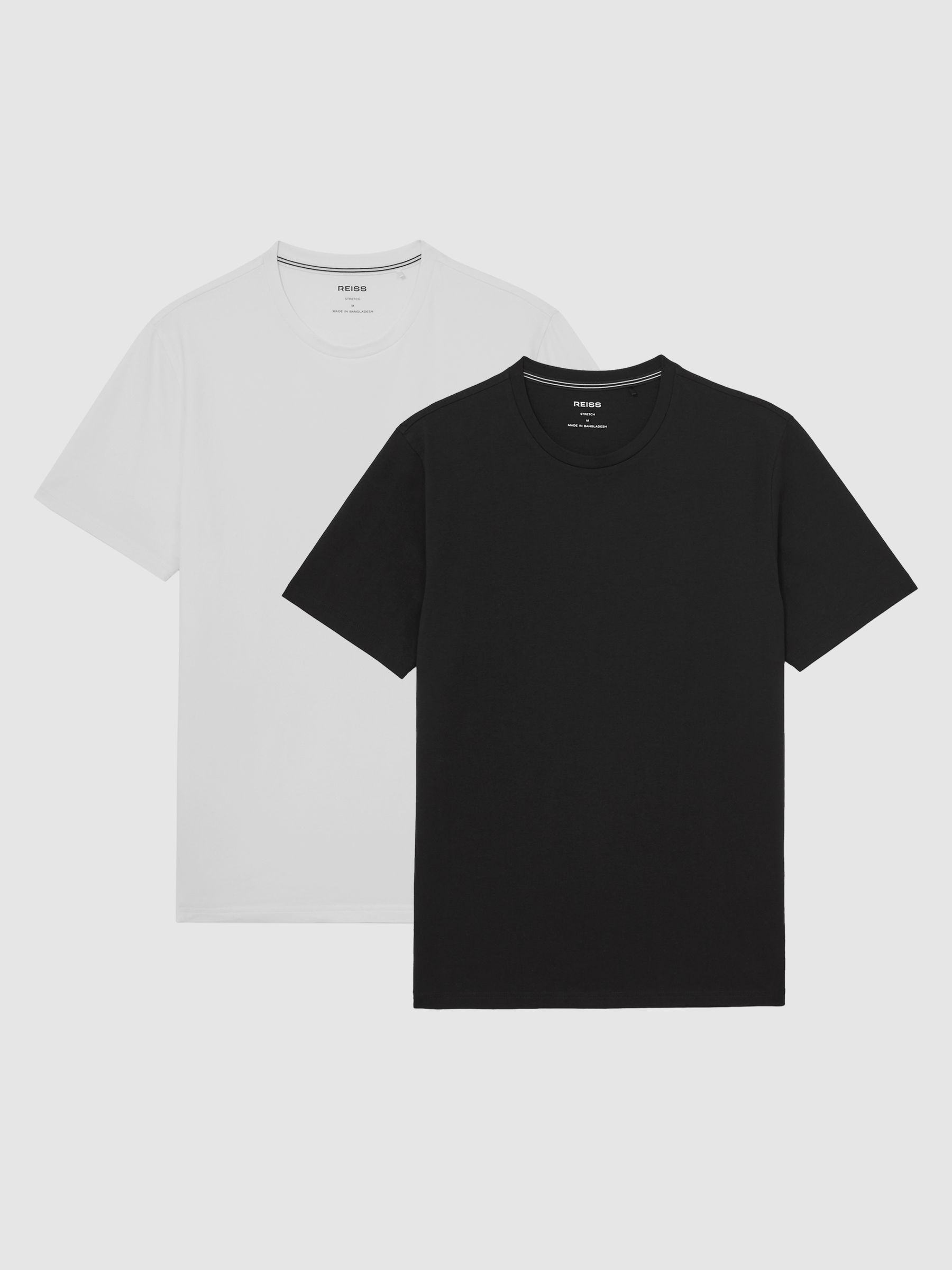 Stretch-Cotton Loungewear T-Shirts 2 Pack in Black/White