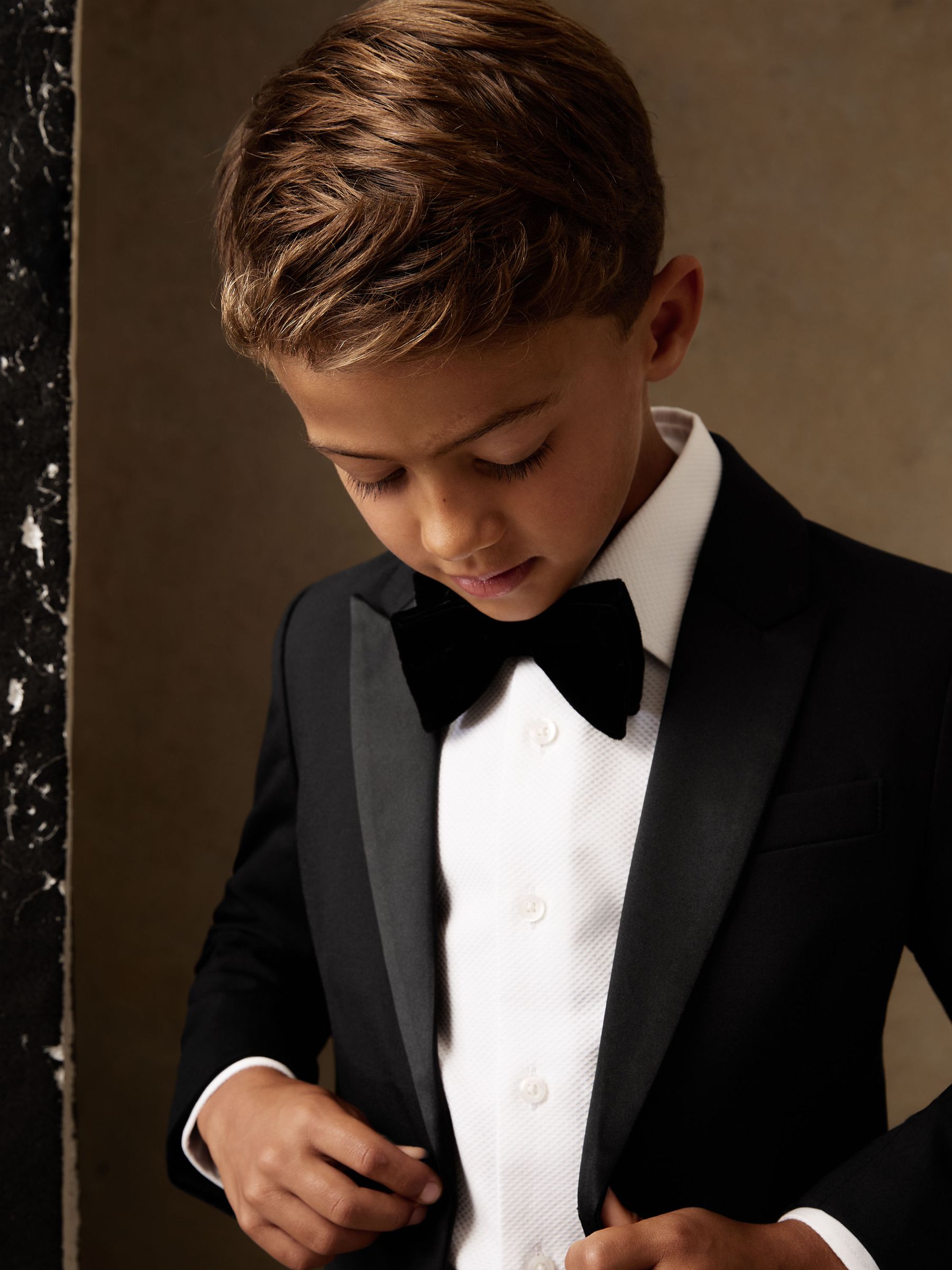 Double-Breasted Tuxedo Blazer Wool-Blend in Black