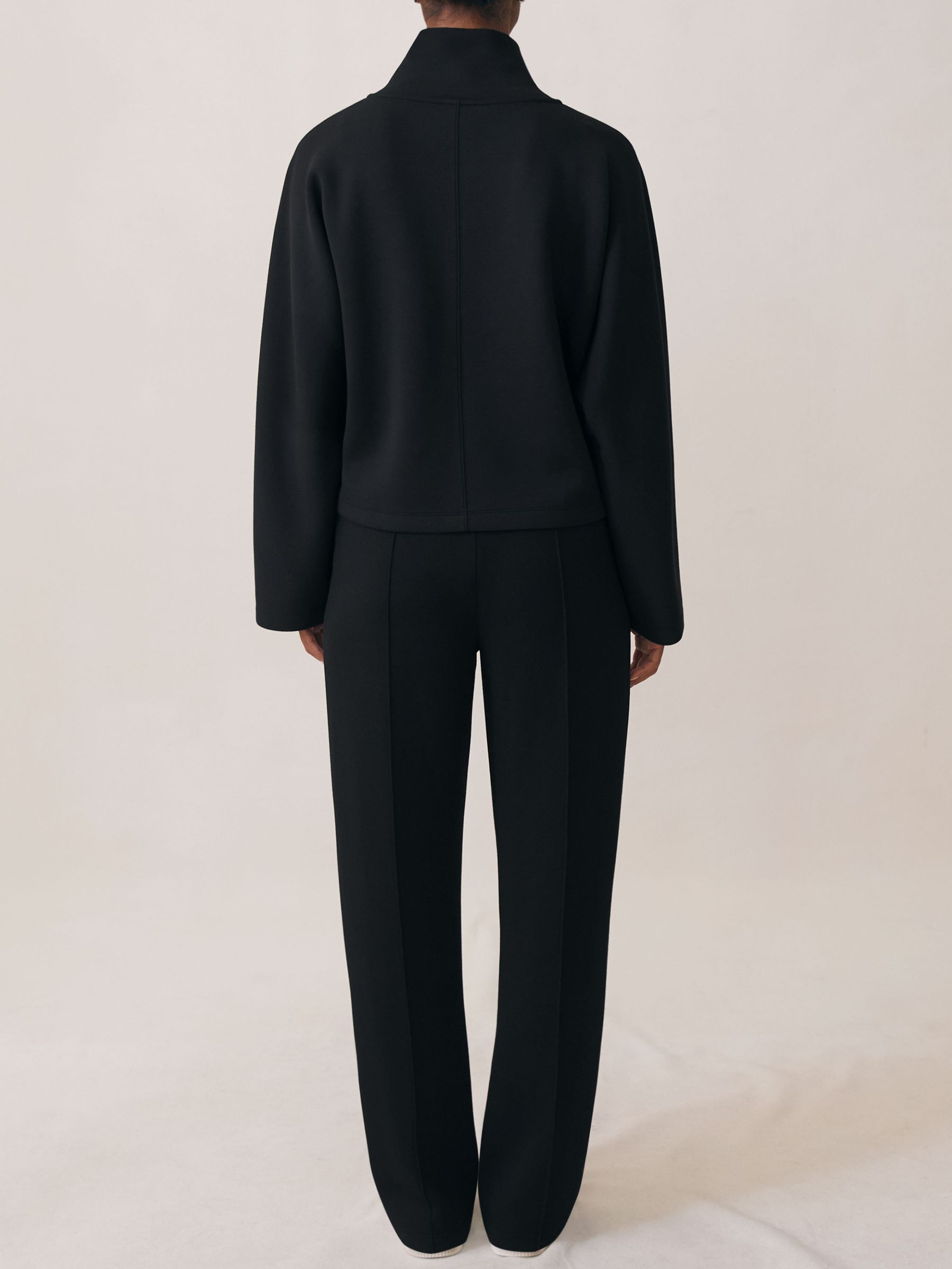 Modal-Blend Interlock Shawl Sweatshirt in Black