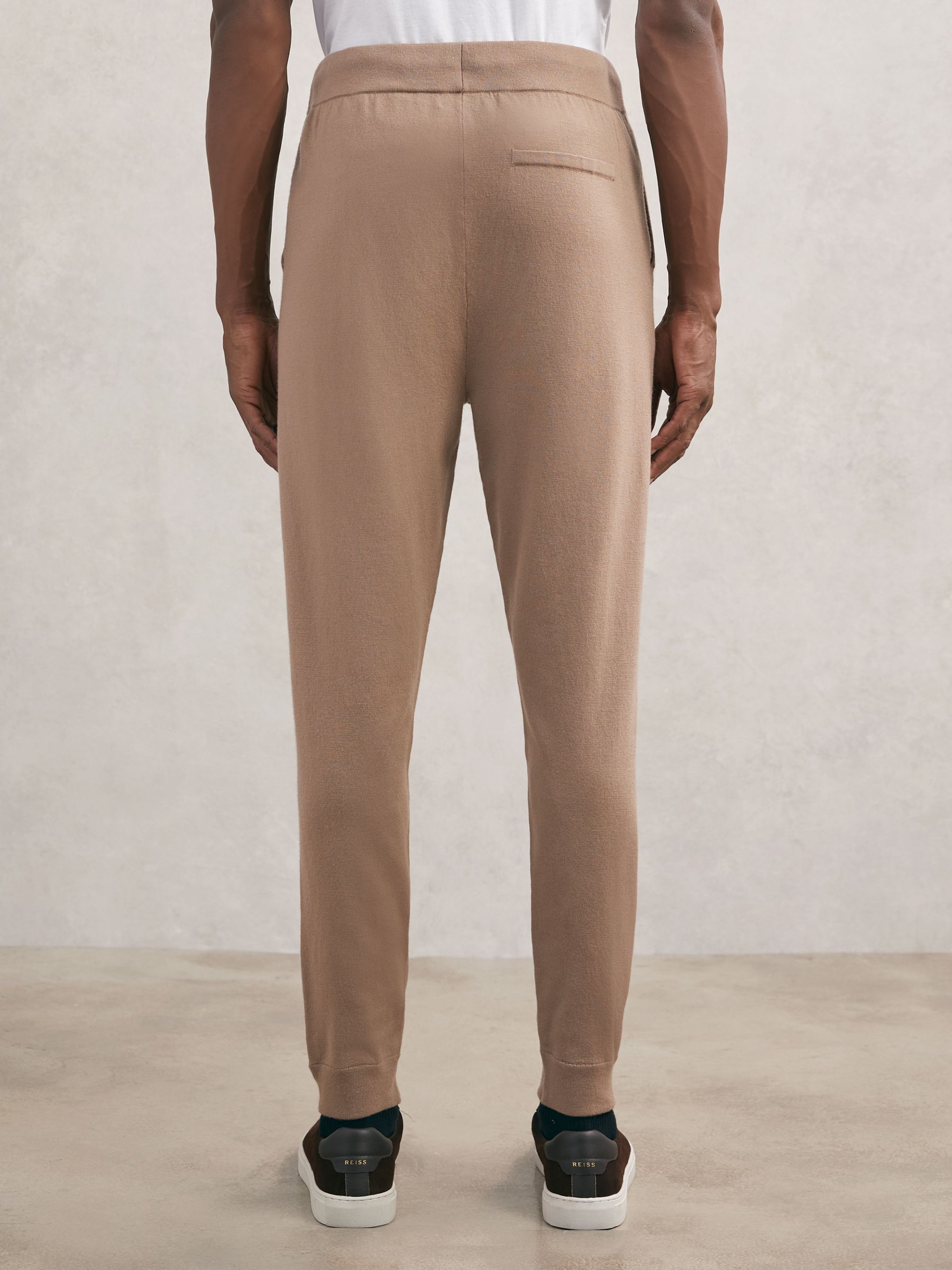 Merino Wool-Blend Cuffed Joggers in Camel Brown