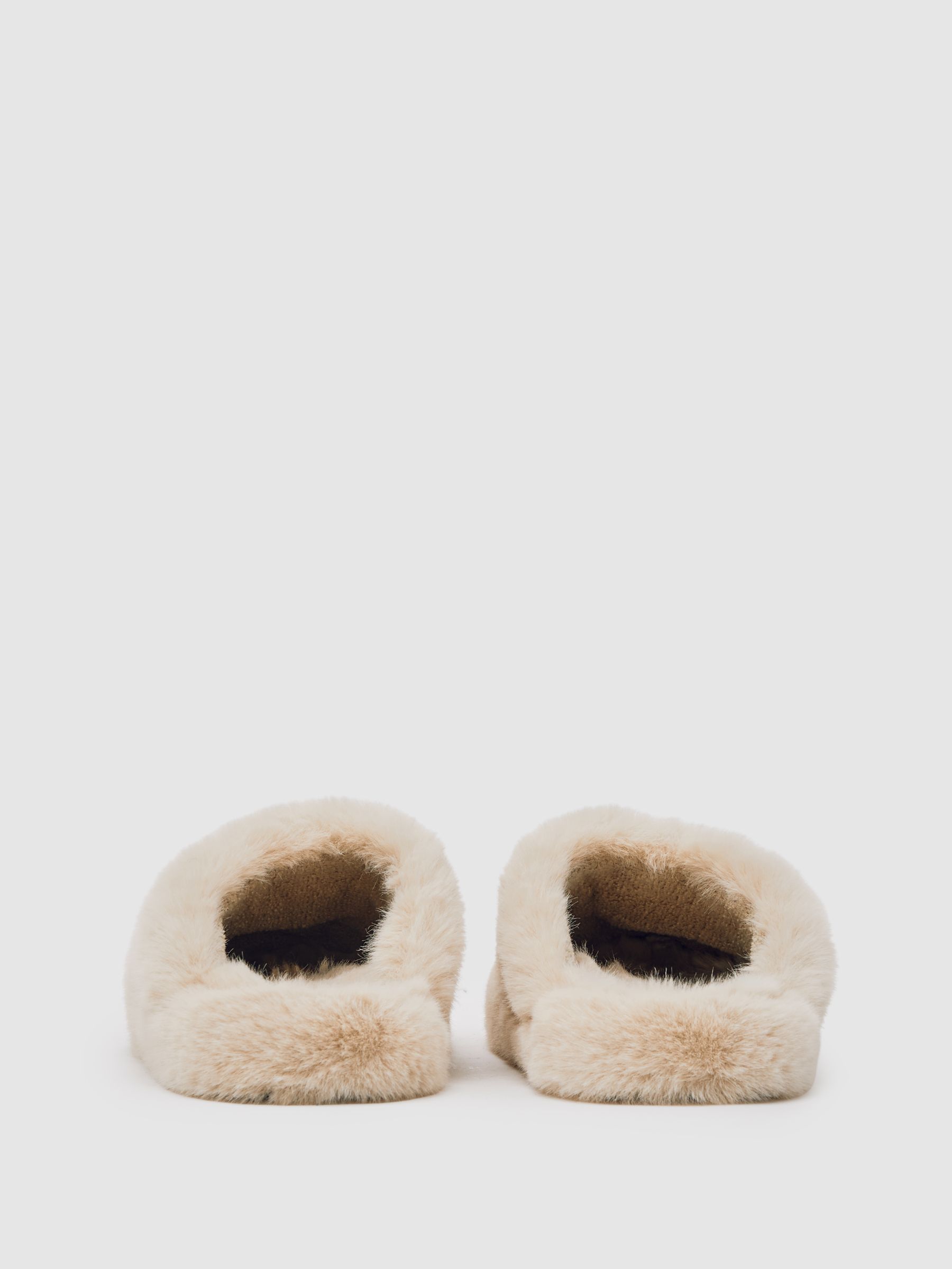 Faux Fur Slippers in Cream