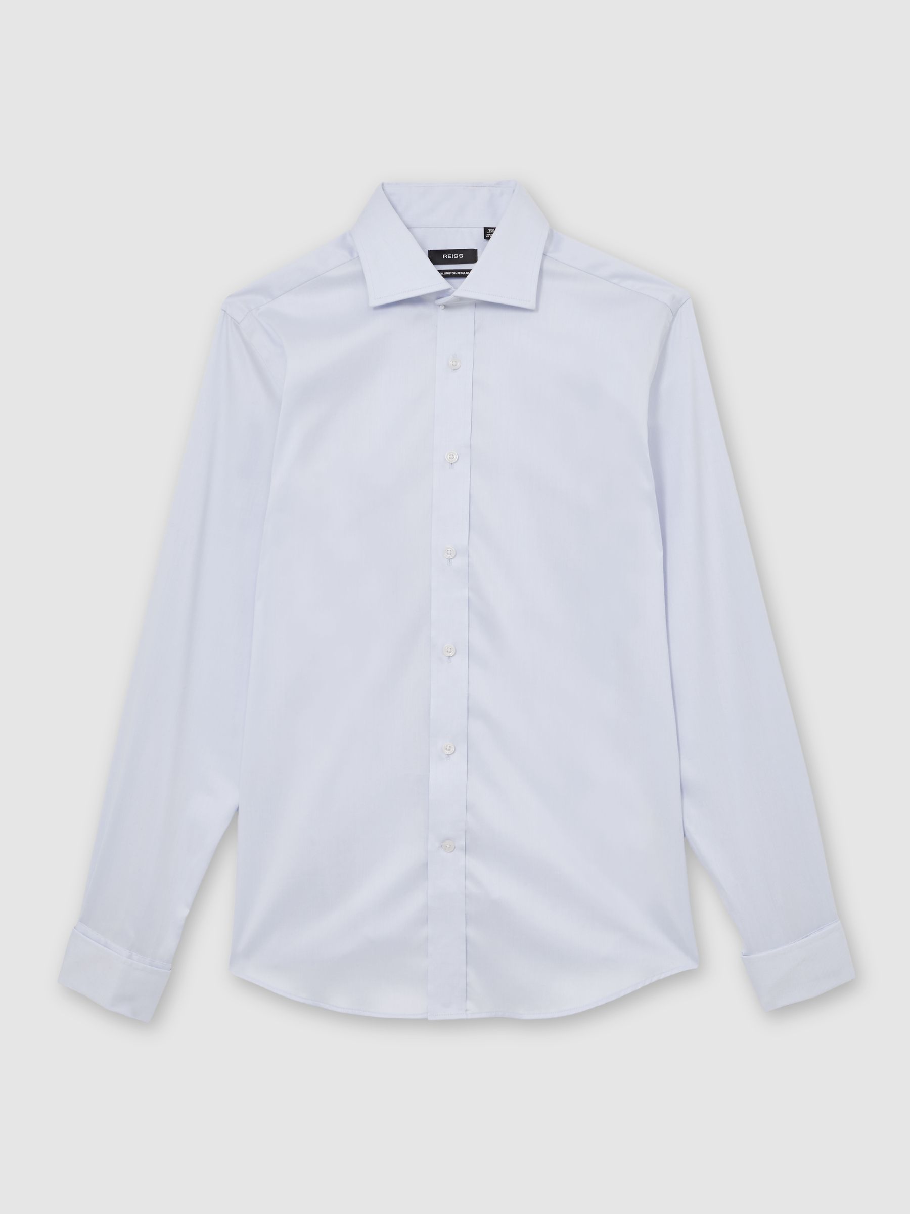 Regular Fit Stretch Double-Cuff Shirt Cotton-Blend in Soft Blue