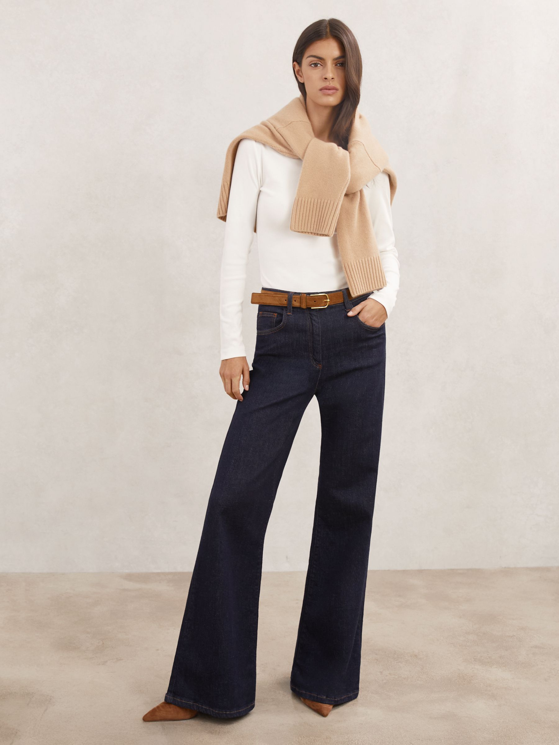 Stretch Cotton Asymmetric Neck Top in White