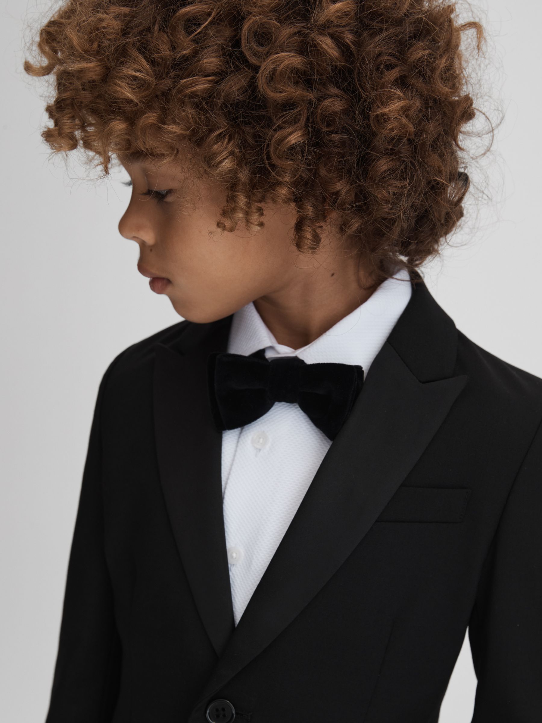 9-13 yrs Tuxedo Satin Single Breasted Blazer in Black