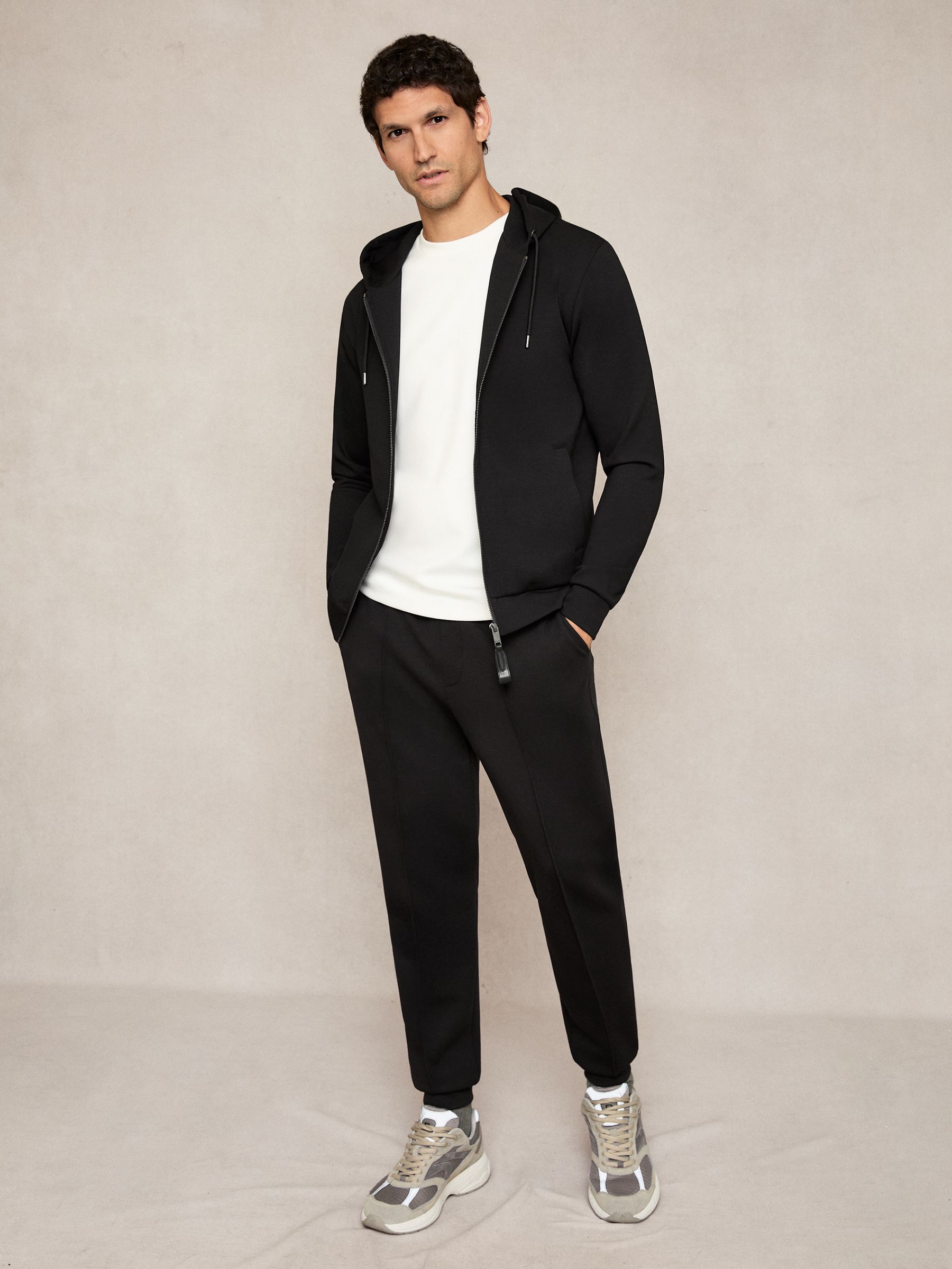 Interlock Zip-Through Hoodie in Black
