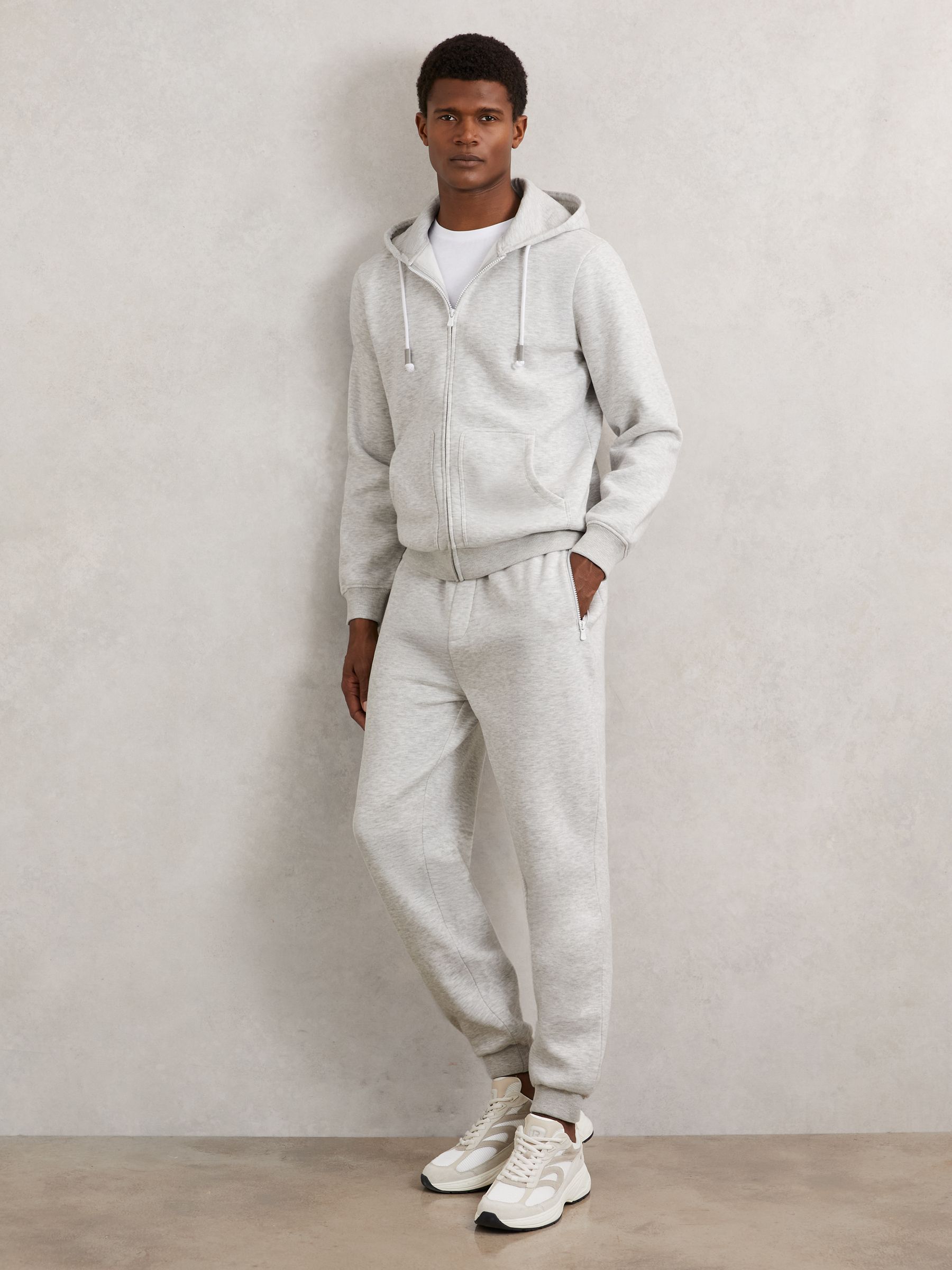 Cotton-Blend Drawstring Joggers in Navy