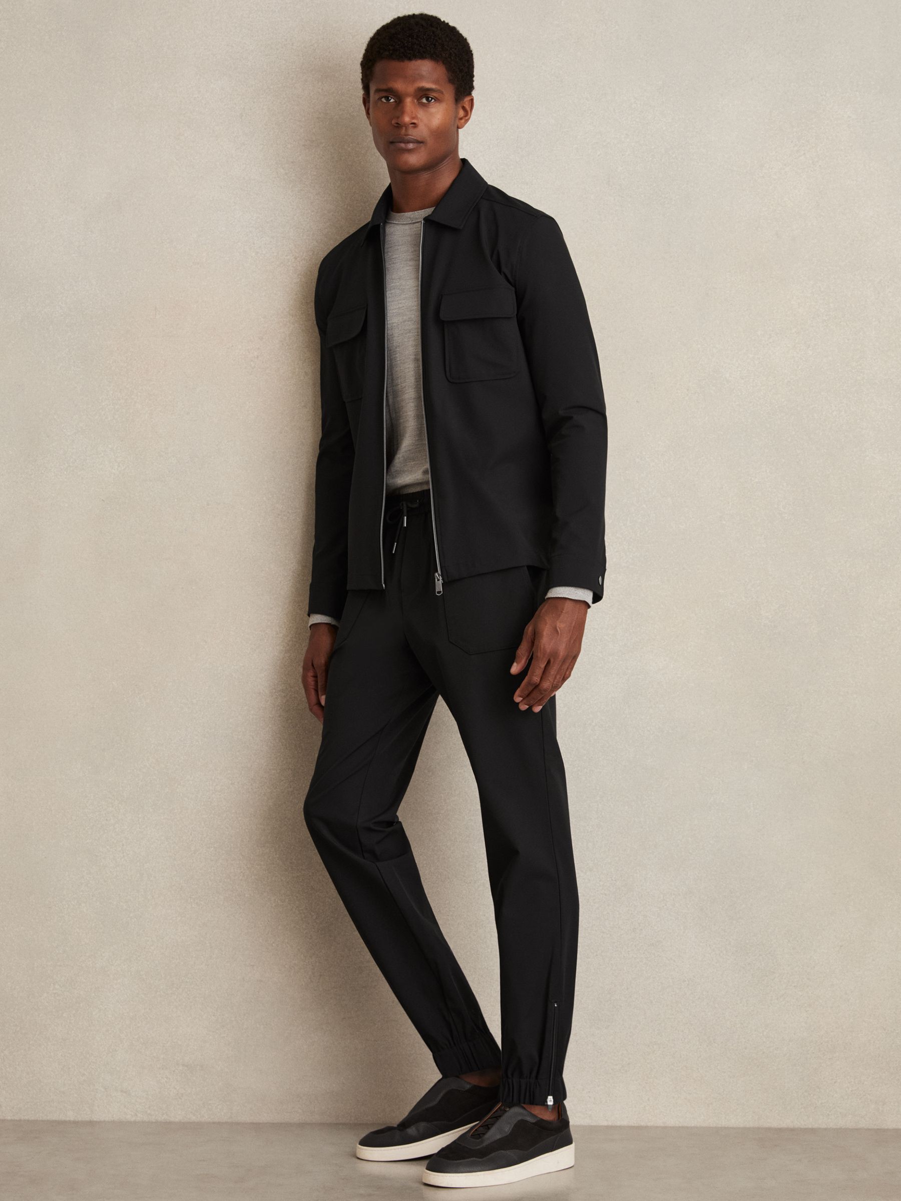 Stretch-Nylon Cuff Trousers in Green