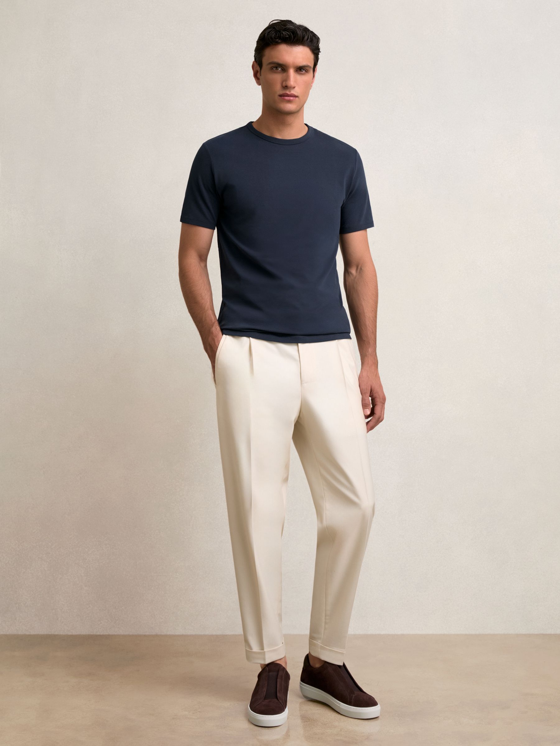 Stretch-Cotton Crew-Neck T-Shirt in Navy