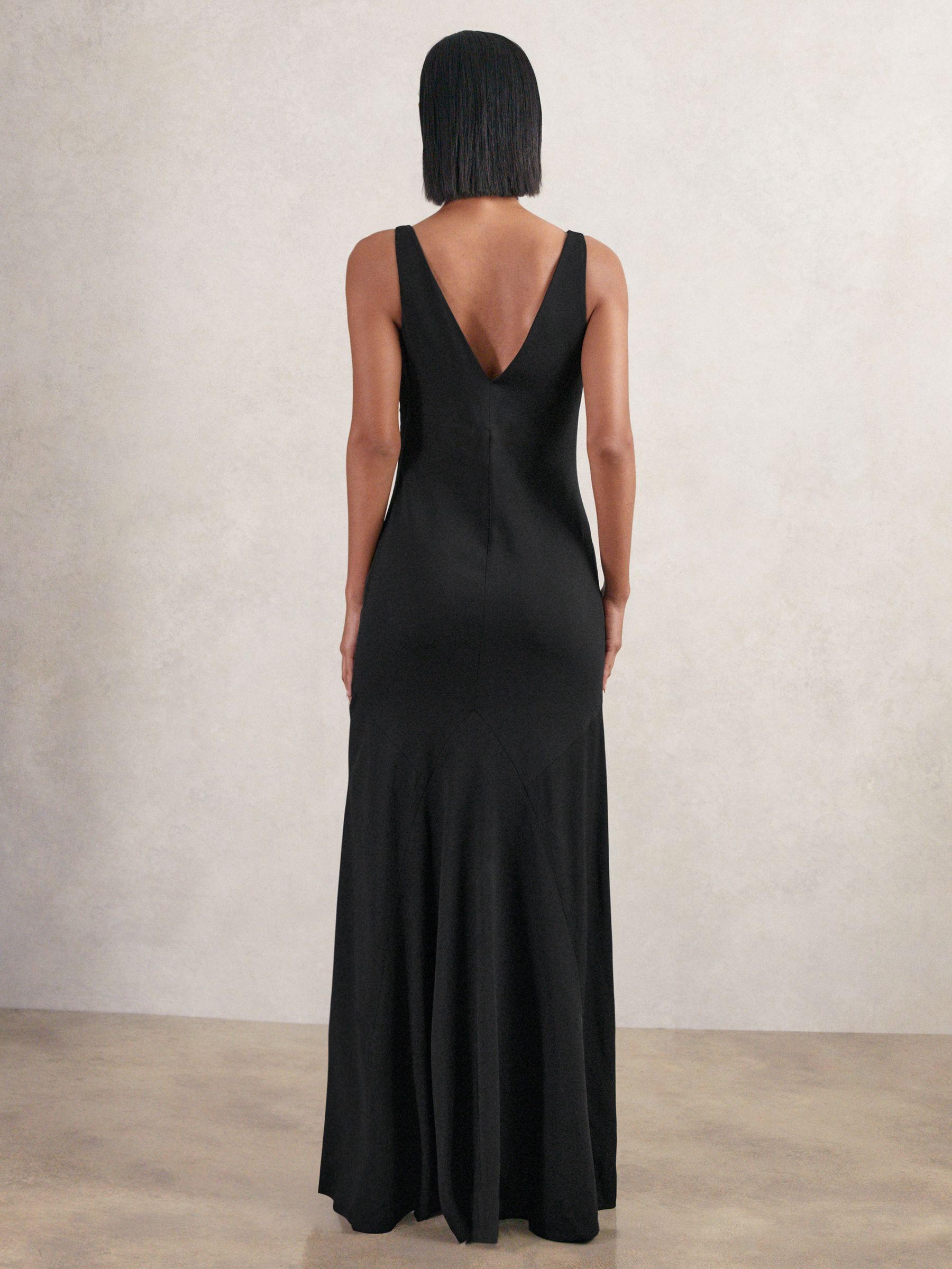 Cowl-Neck Sleeveless Maxi Dress in Black