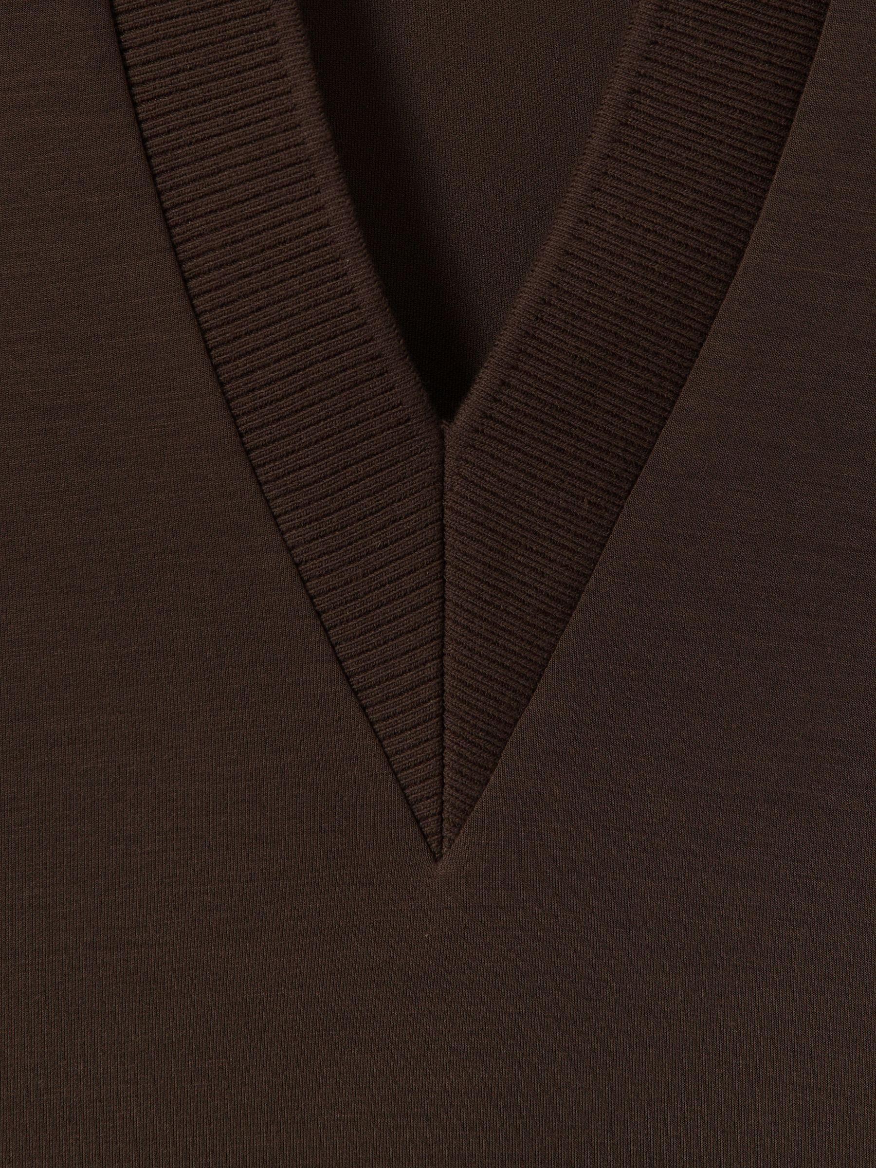 Interlock Open-Collar Sweatshirt in Chocolate