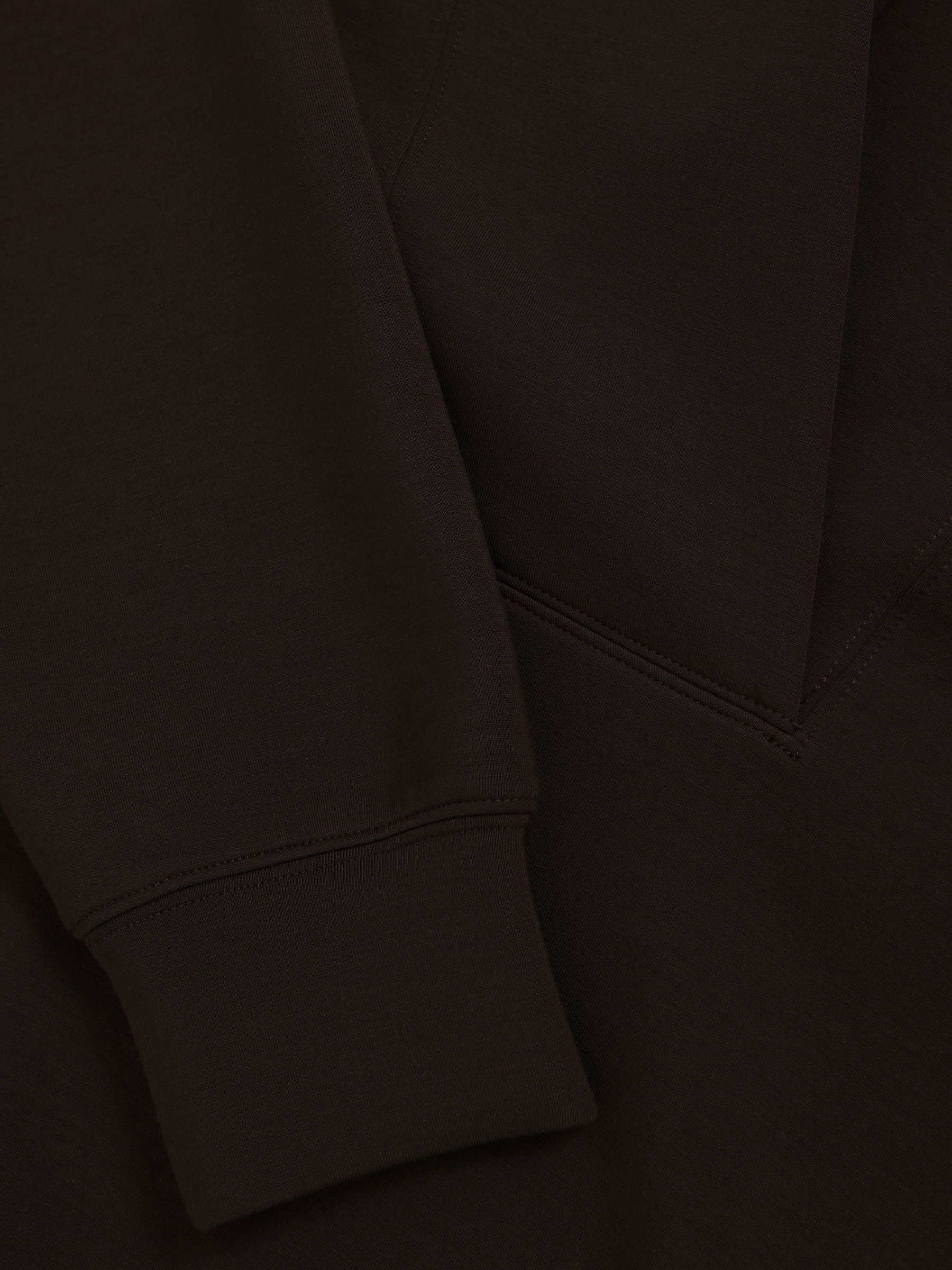 Interlock Shawl-Neck Sweatshirt with Modal in Dark Chocolate