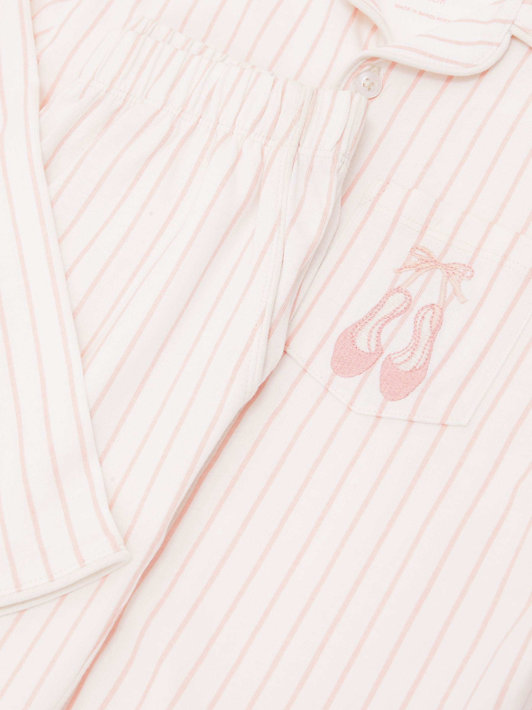 9-13 yrs Cotton Embroidery Stripe Pyjama Set in Pink