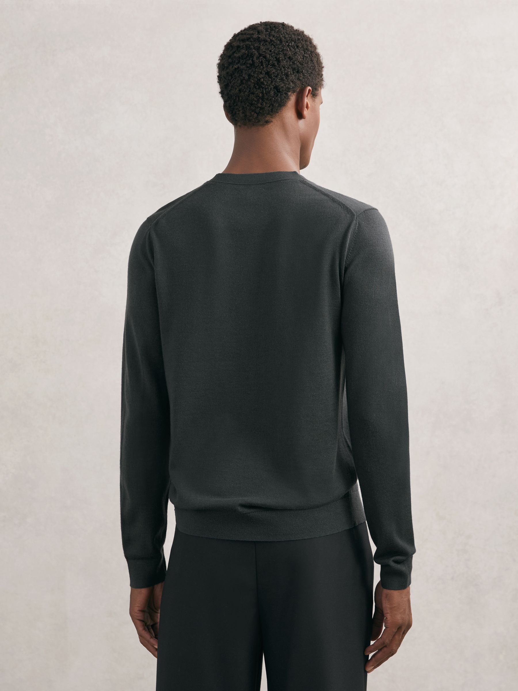 Merino Wool Button-Through Cardigan in Bottle Green