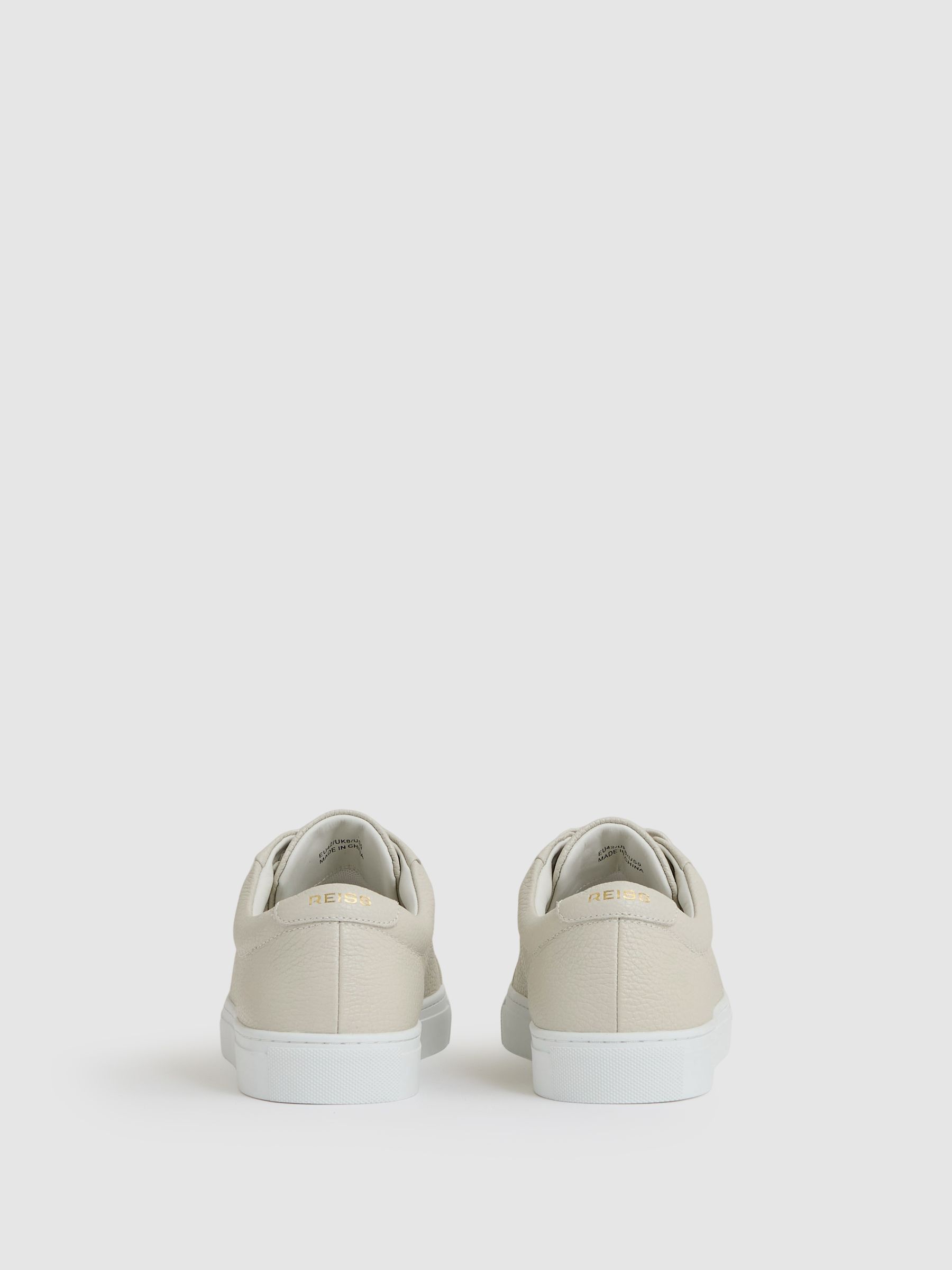 Tumbled-Leather Low-Top Trainers in Off White