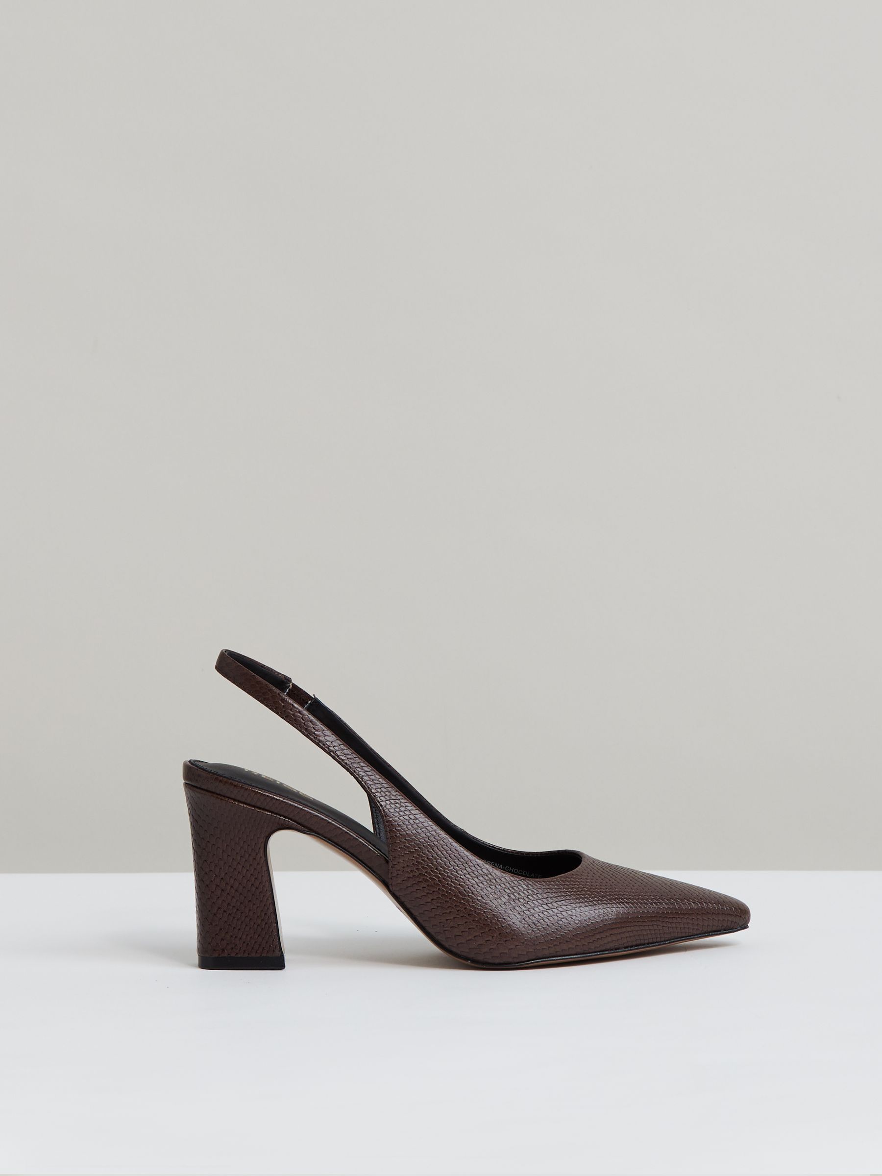 Leather Slingback Court Shoes in Chocolate
