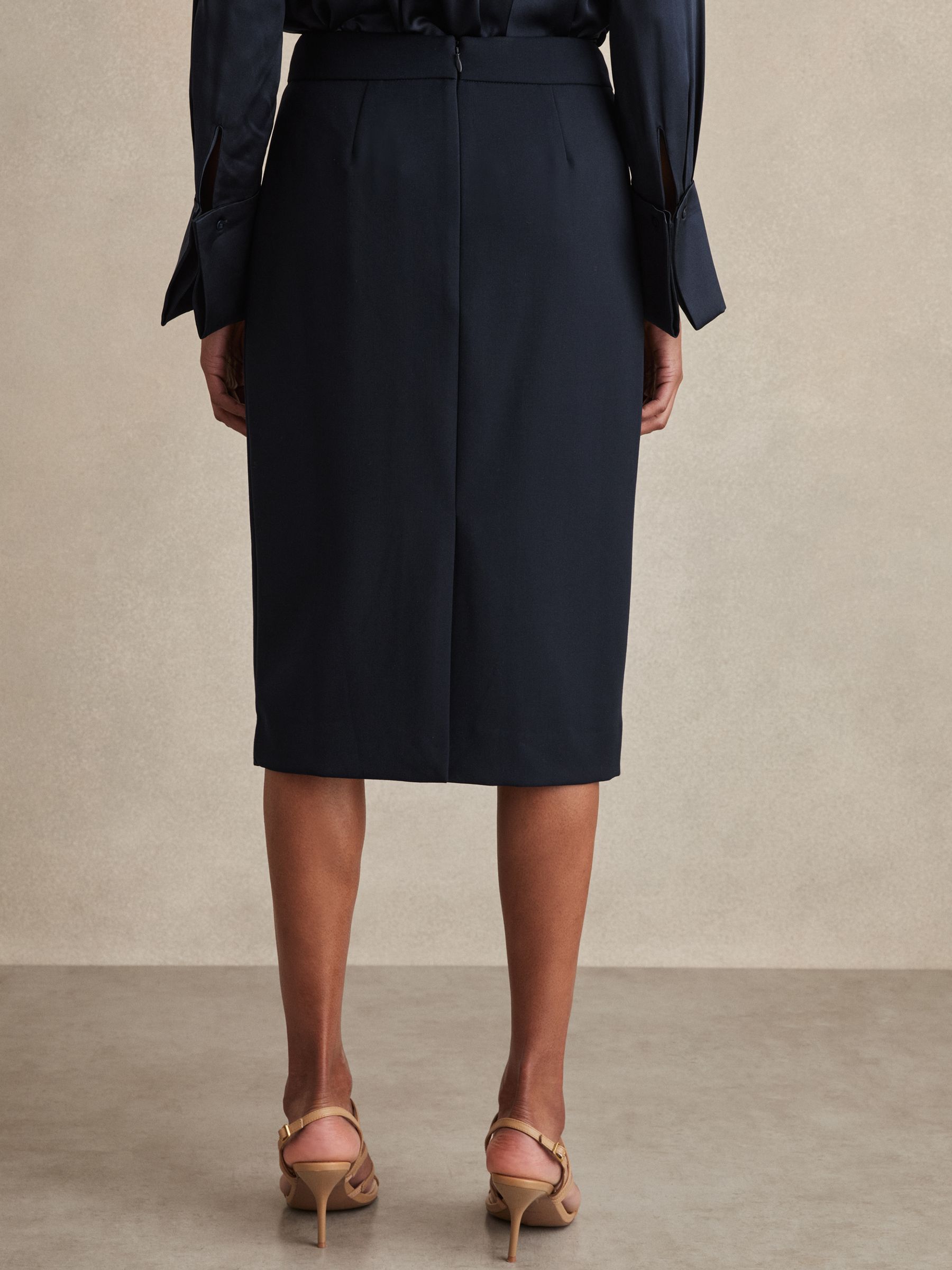 Tailored Midi Suit Skirt in Navy