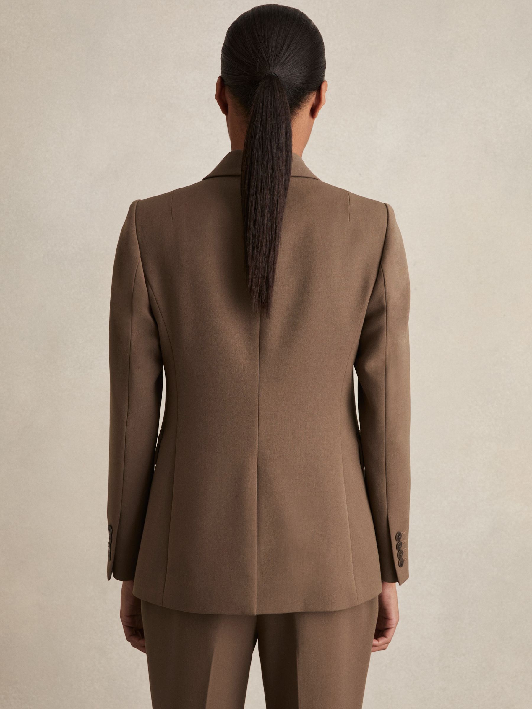 Petite Tailored Single Breasted Suit Blazer in Mink Neutral