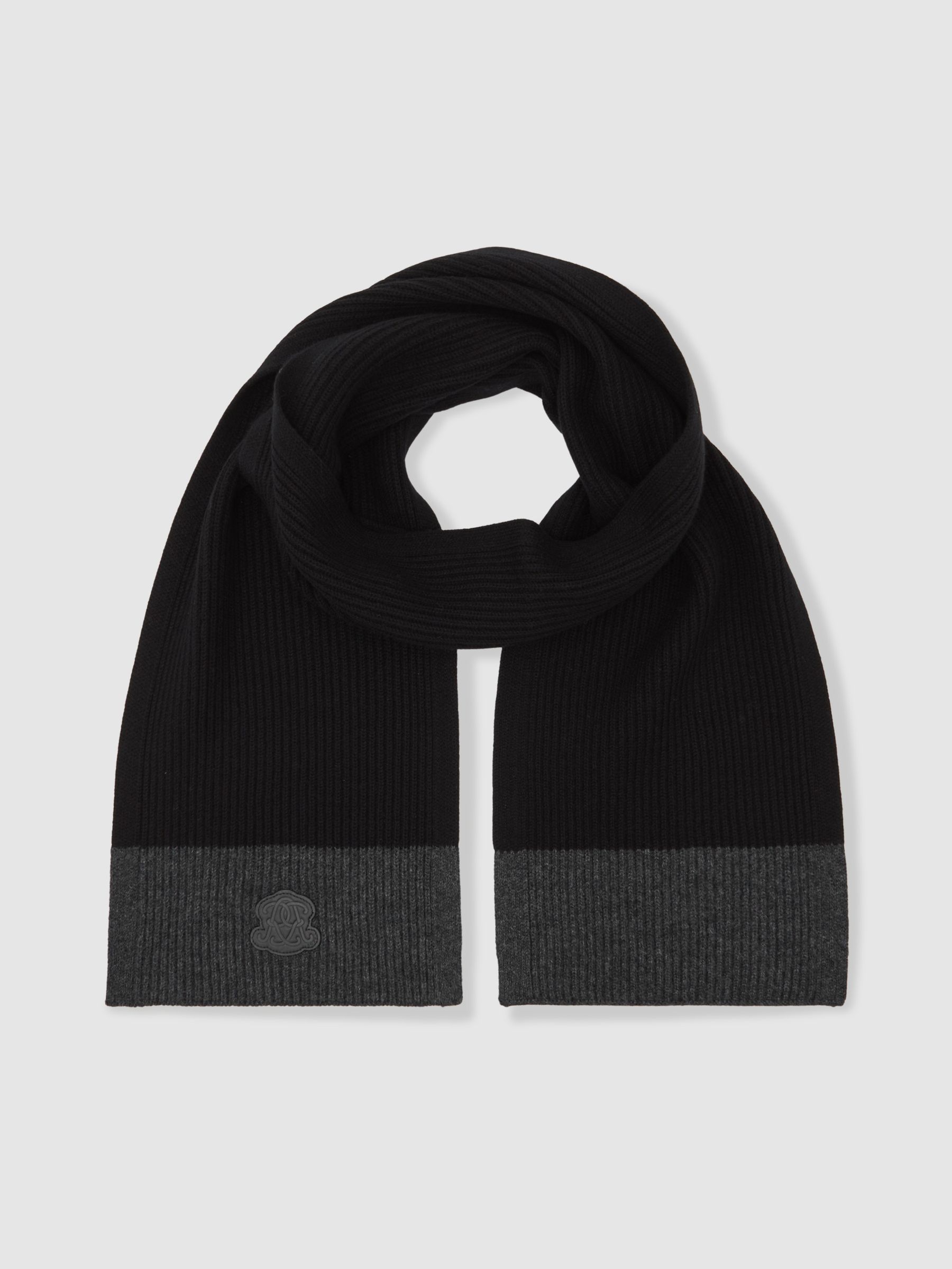 Monogram Appliqué Wool Scarf in Black