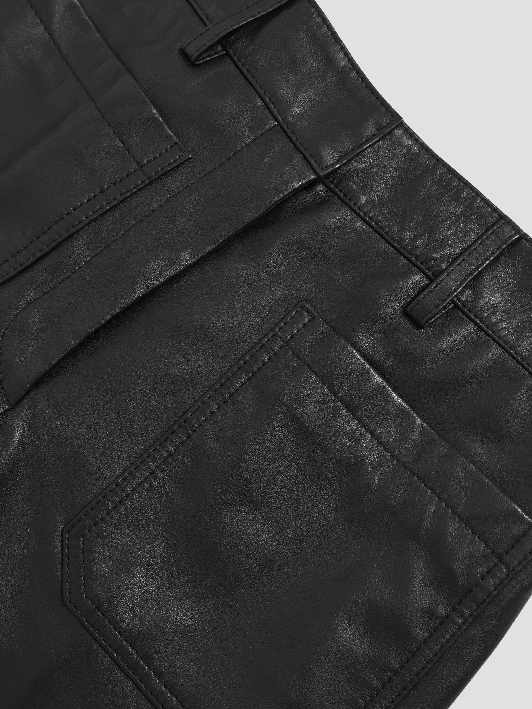 Leather High-Rise Flared Trousers in Black