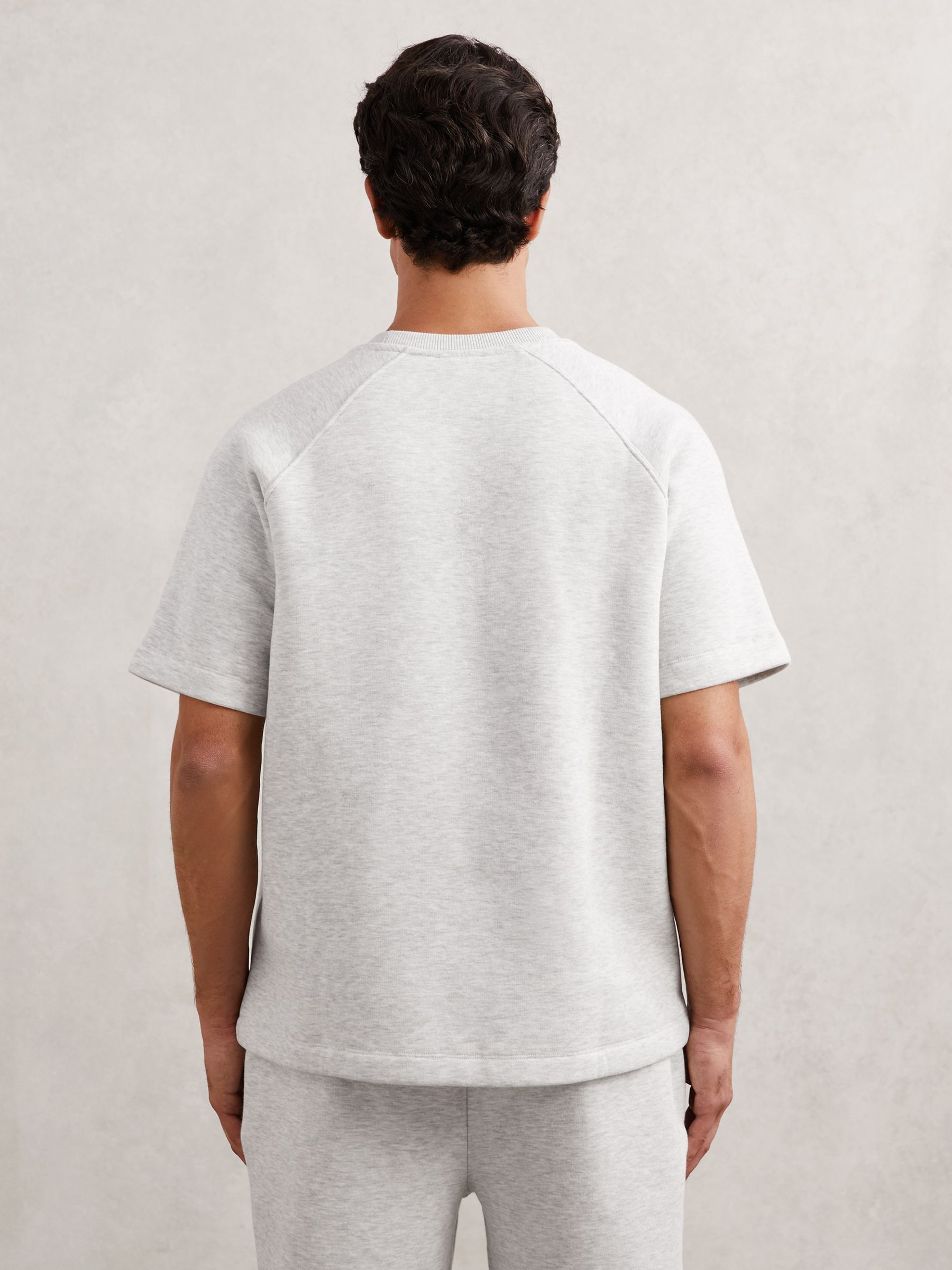 Cotton-Blend Oversize Raglan T-shirt in Soft Grey