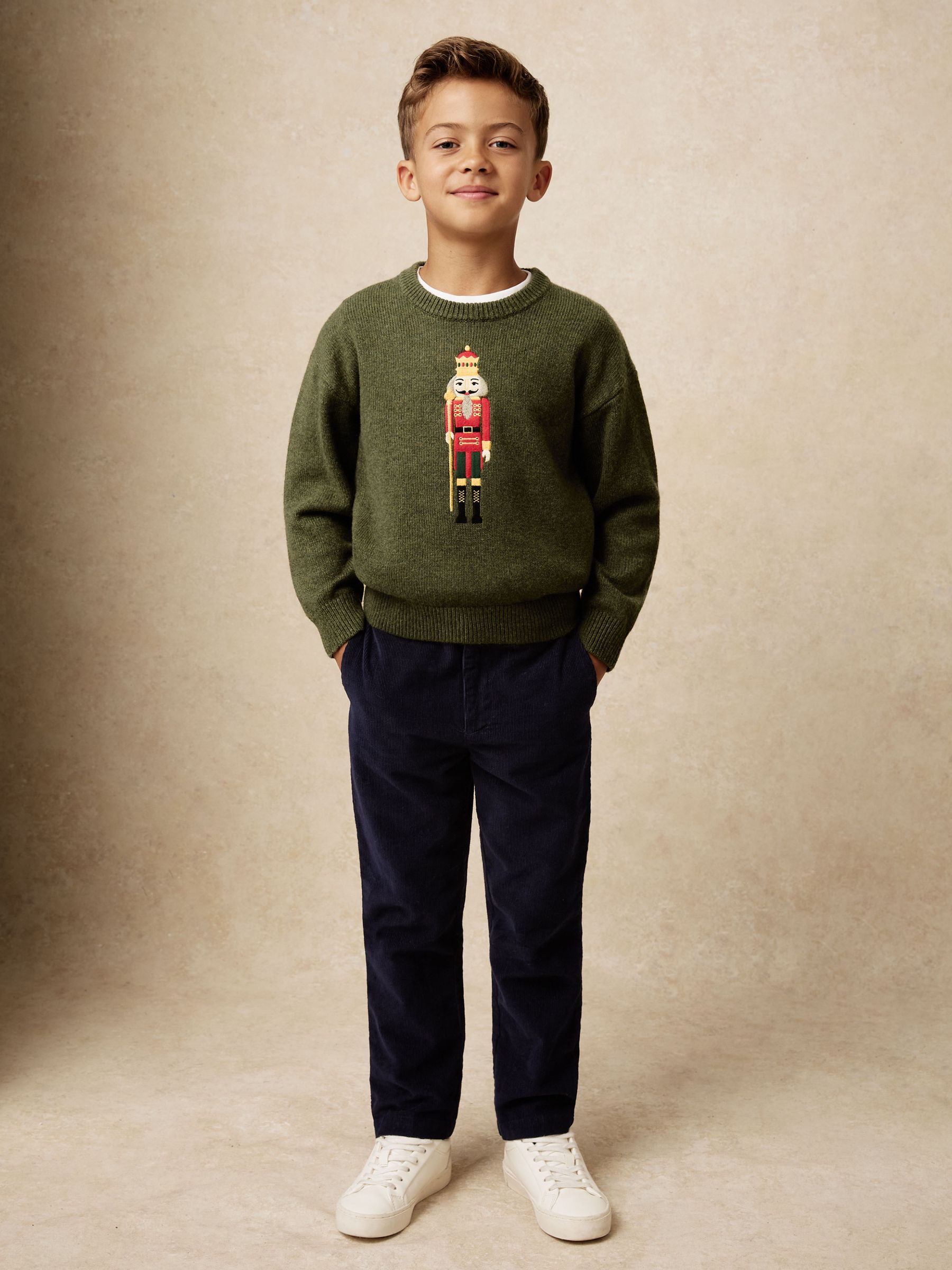 3-9 yrs Wool-Blend Nutcracker Jumper in Navy Blue