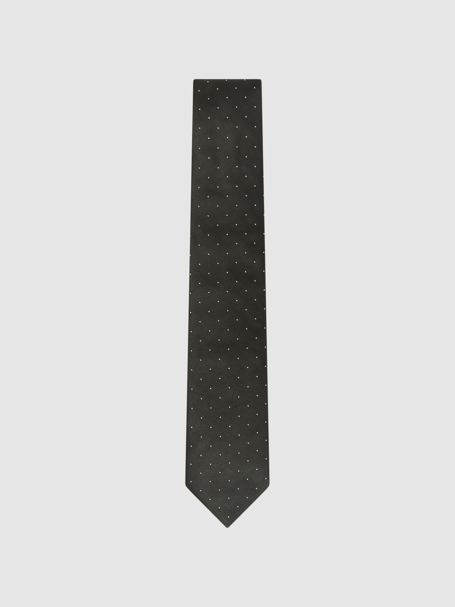 Polka Dot Silk Tie in Dark Green