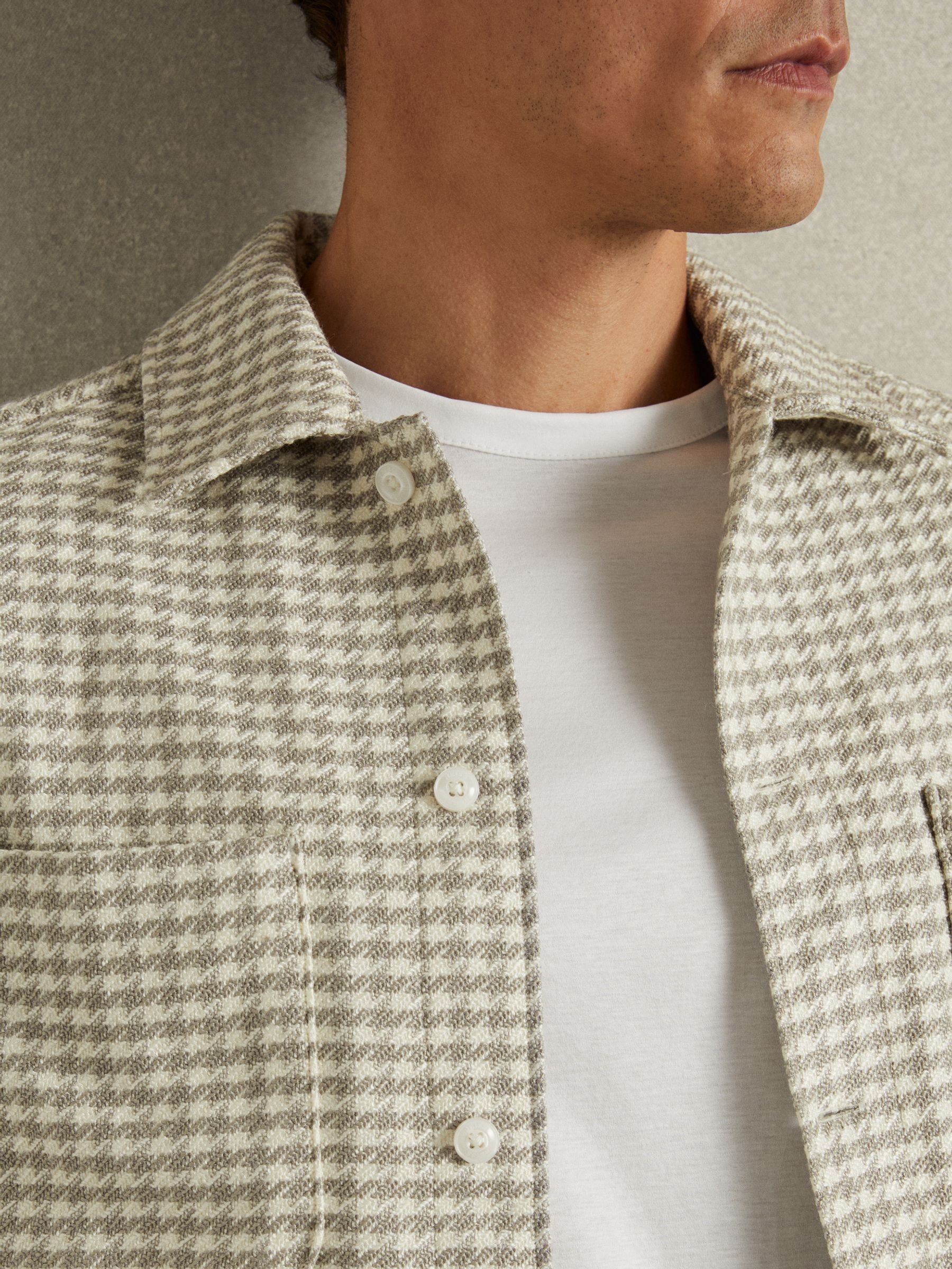 Dogtooth Twill Overshirt in Grey/White