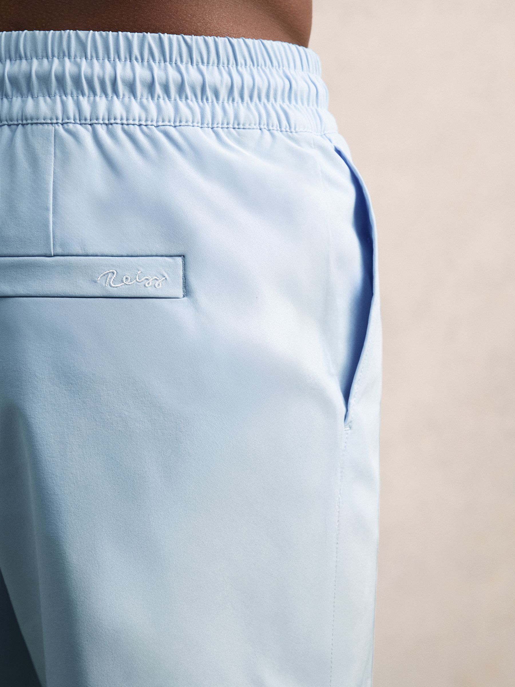 Drawstring Swim Shorts in Soft Blue